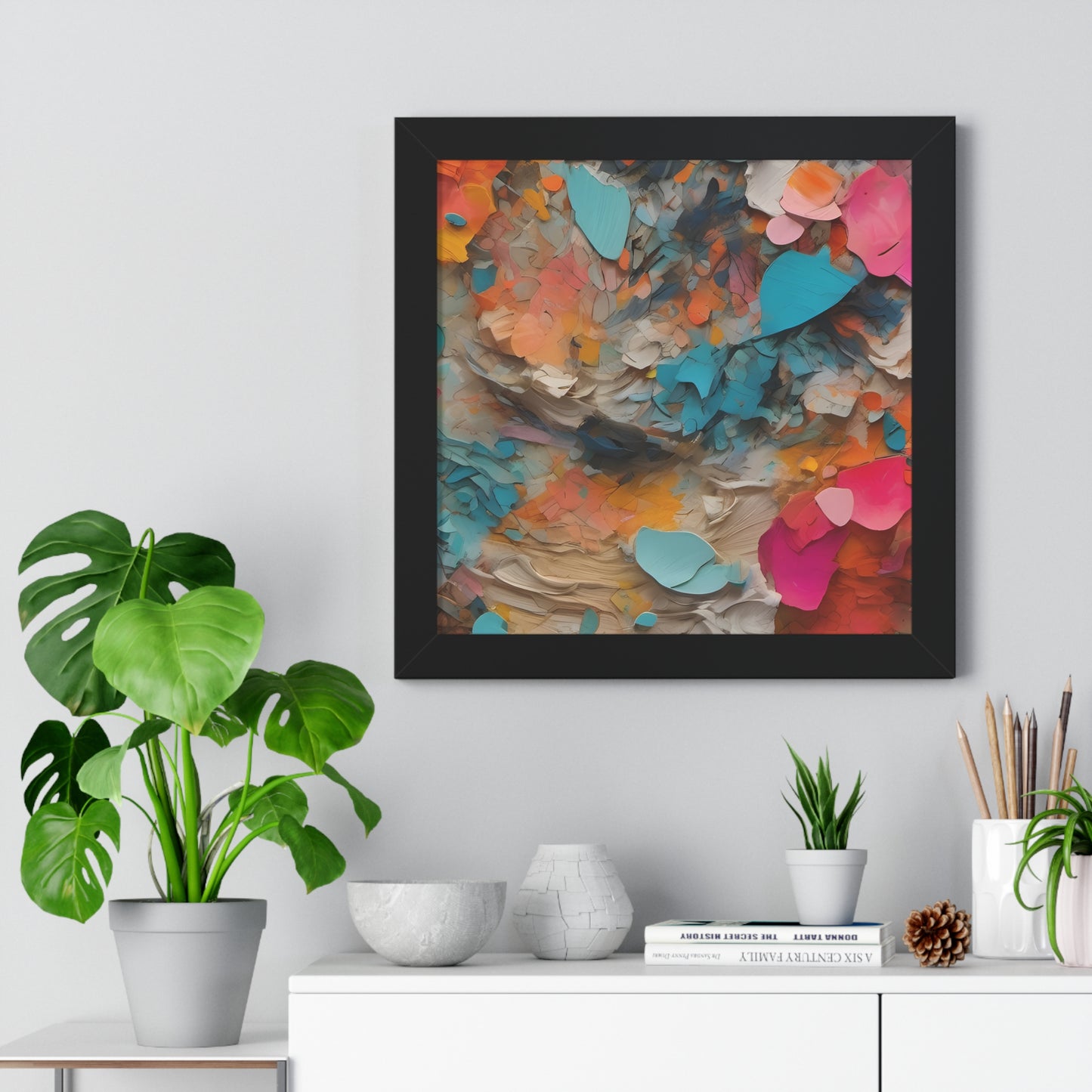 Paper Pastel Flowers 2 Framed Vertical Poster