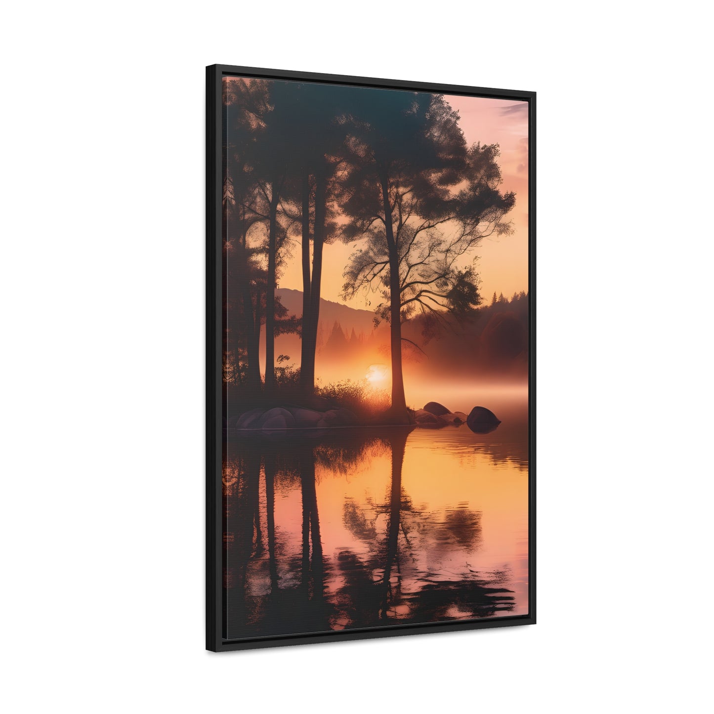 Lake sunset Gallery Canvas Wraps, Vertical Frame