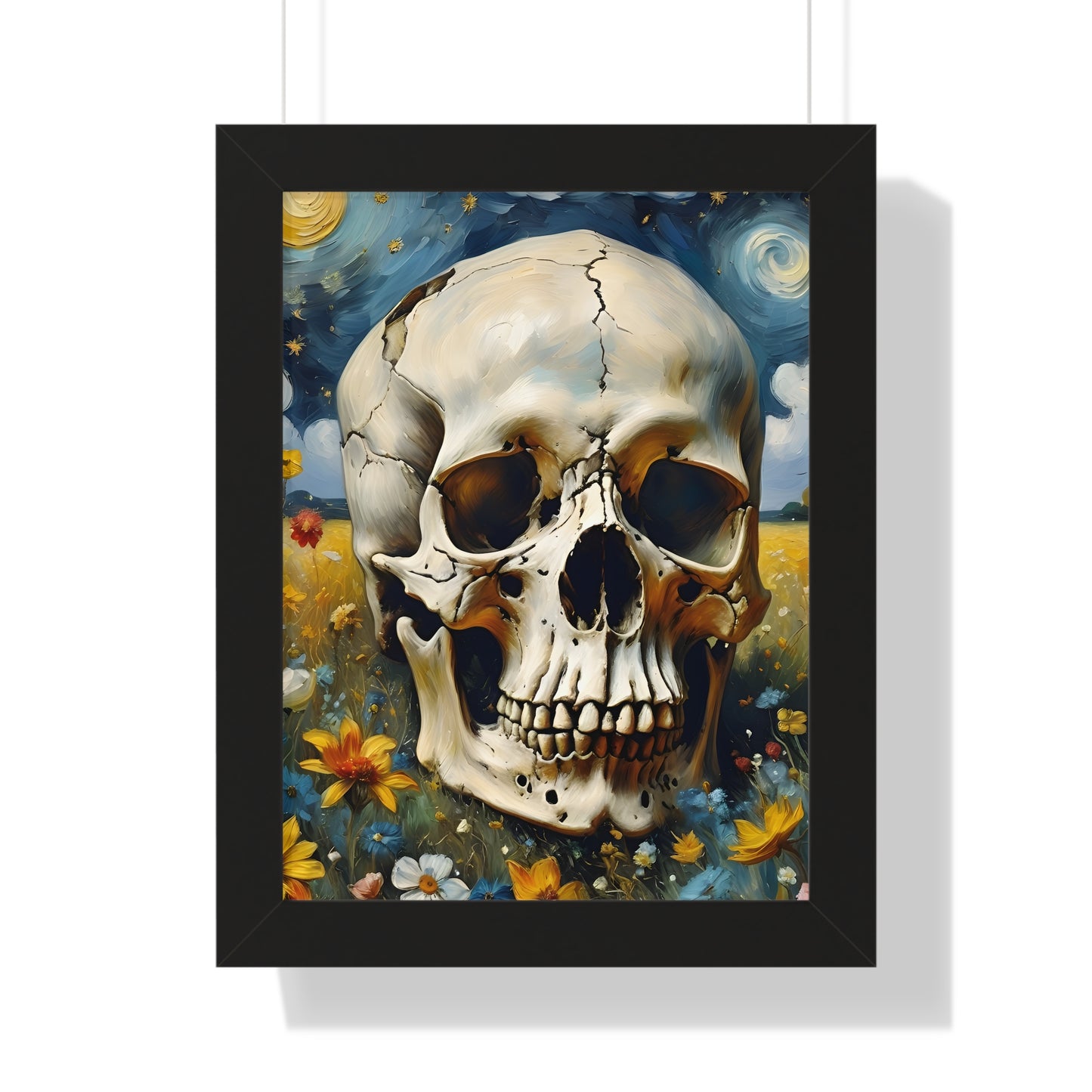 Starry night skull Framed Vertical Poster