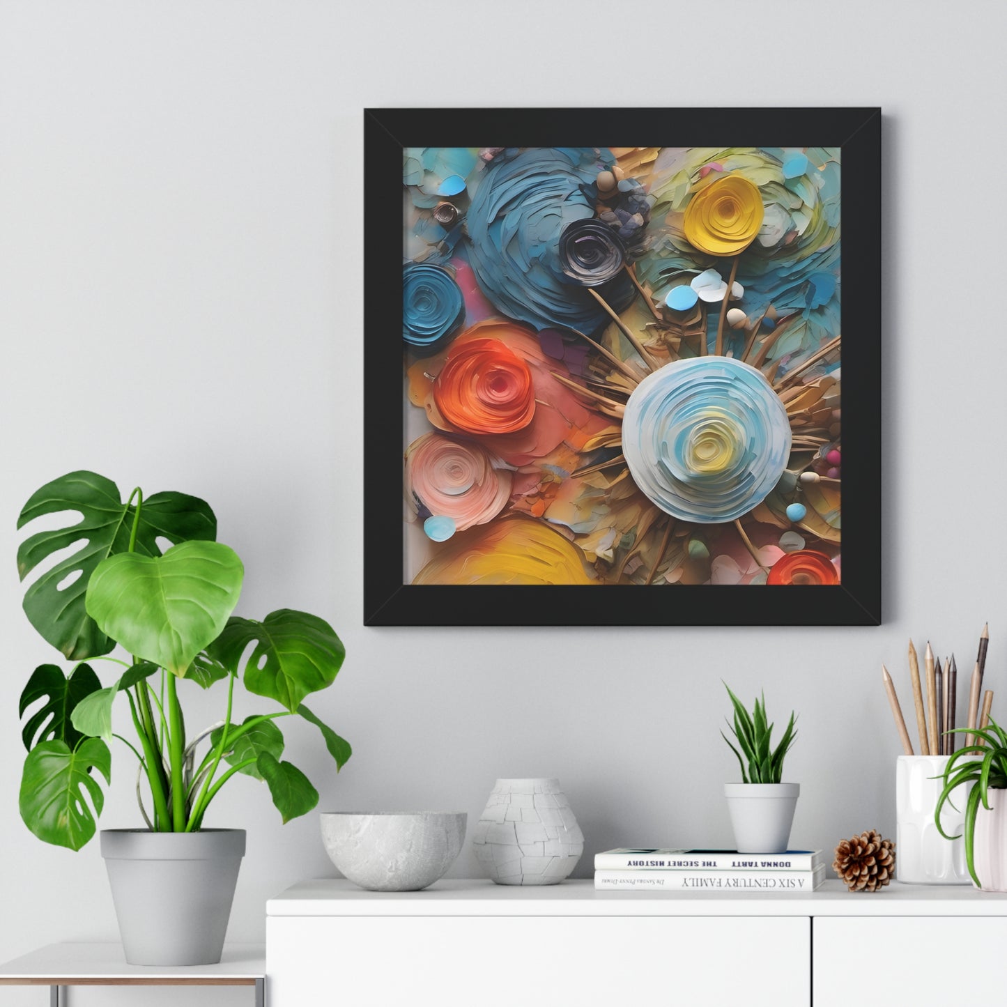 Paper flowers 4 Framed Vertical Poster