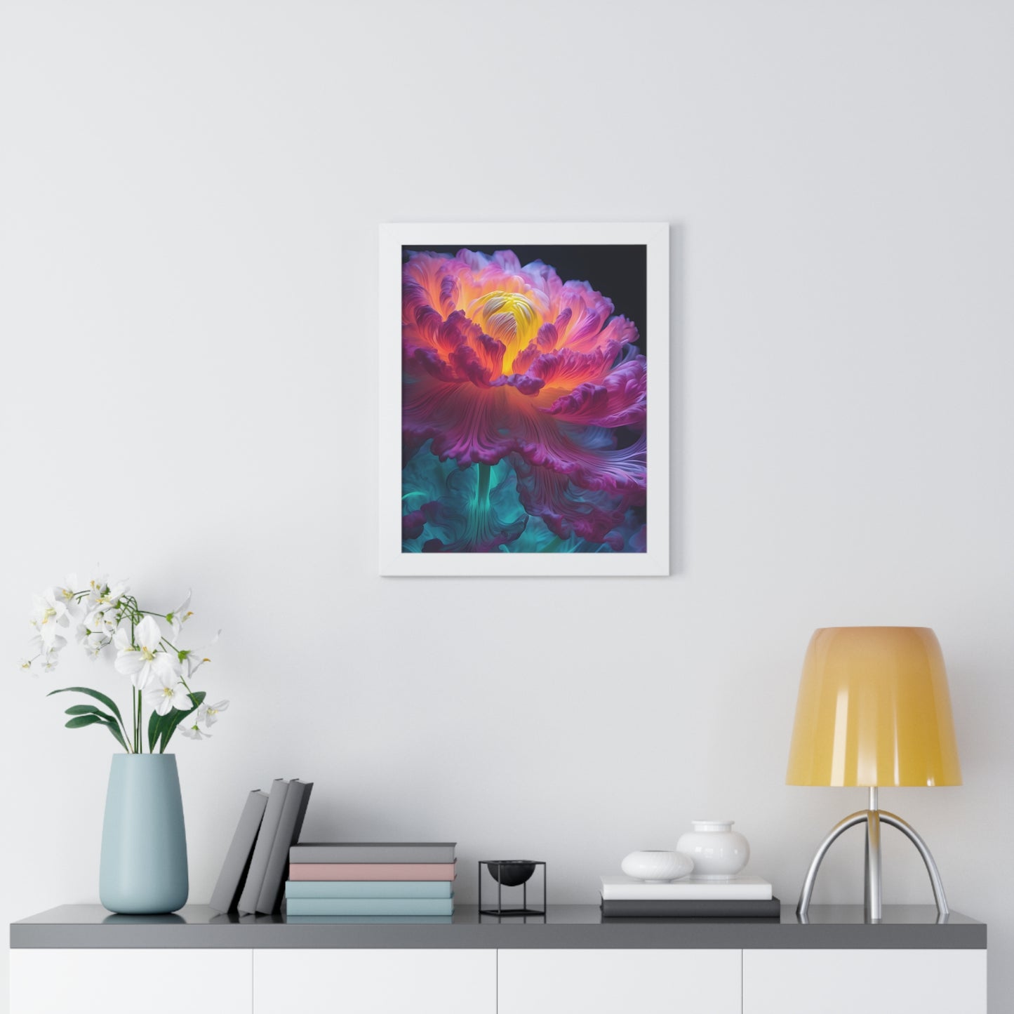 Smokey Peony Framed Vertical Poster