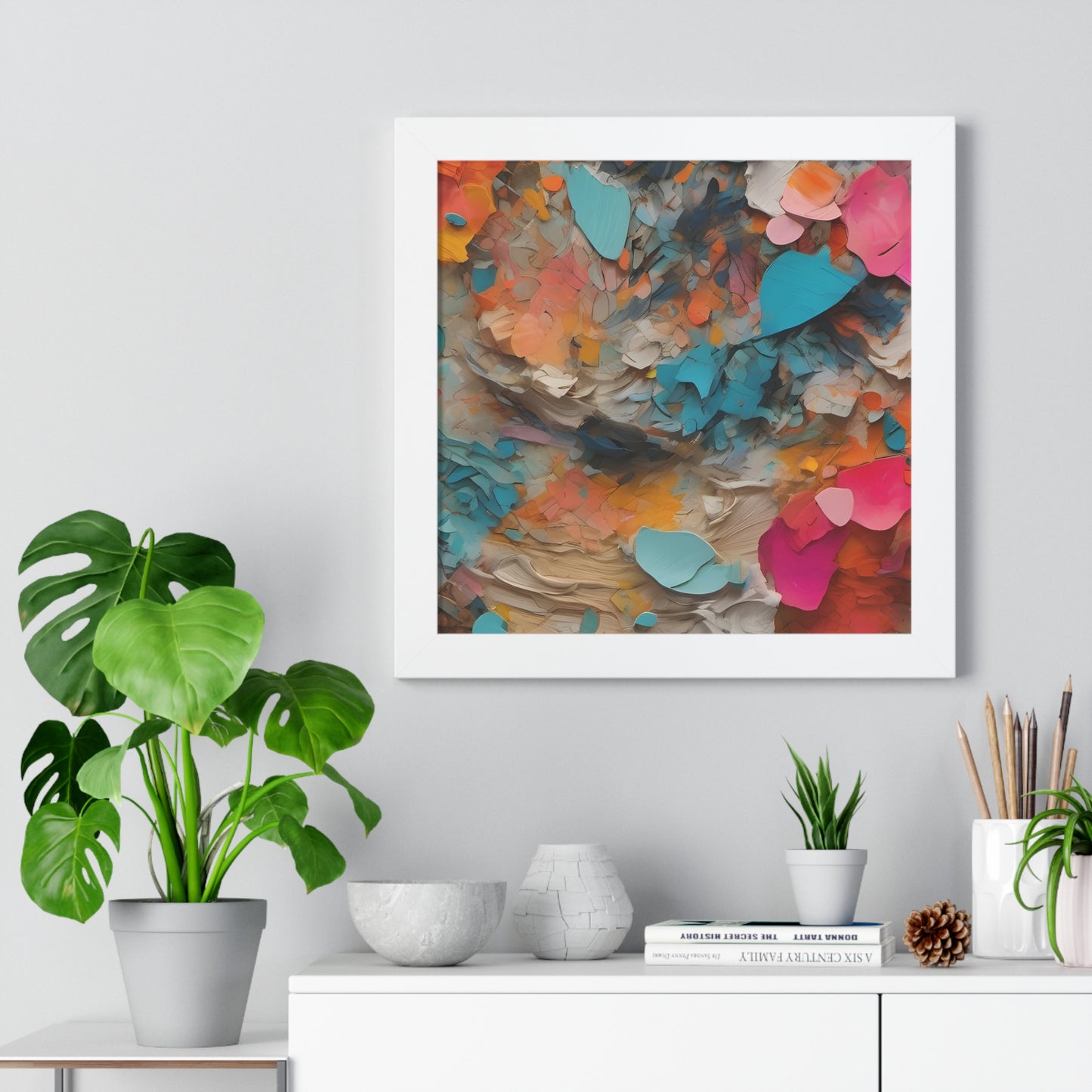 Paper Pastel Flowers 2 Framed Vertical Poster