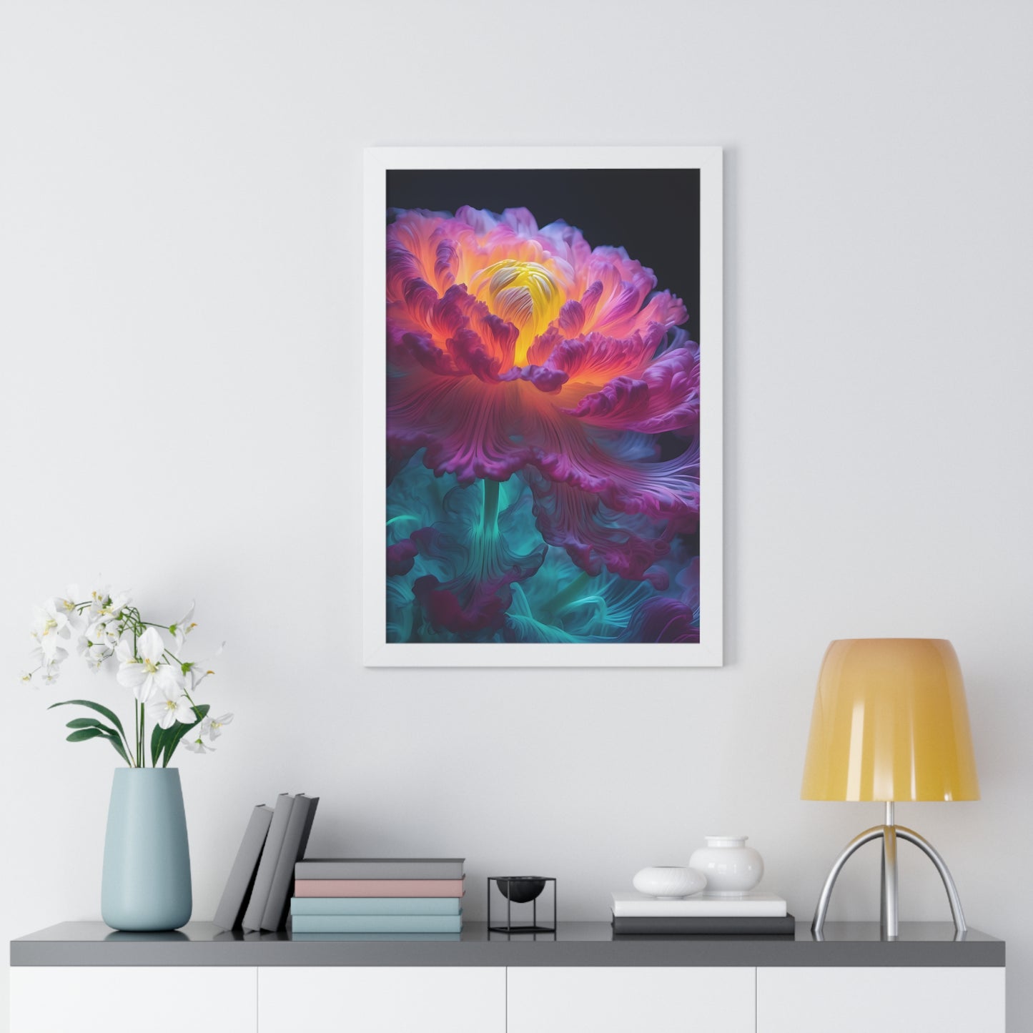 Smokey Peony Framed Vertical Poster