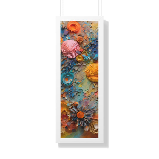 Paper pastel flowers 3 Framed Vertical Poster