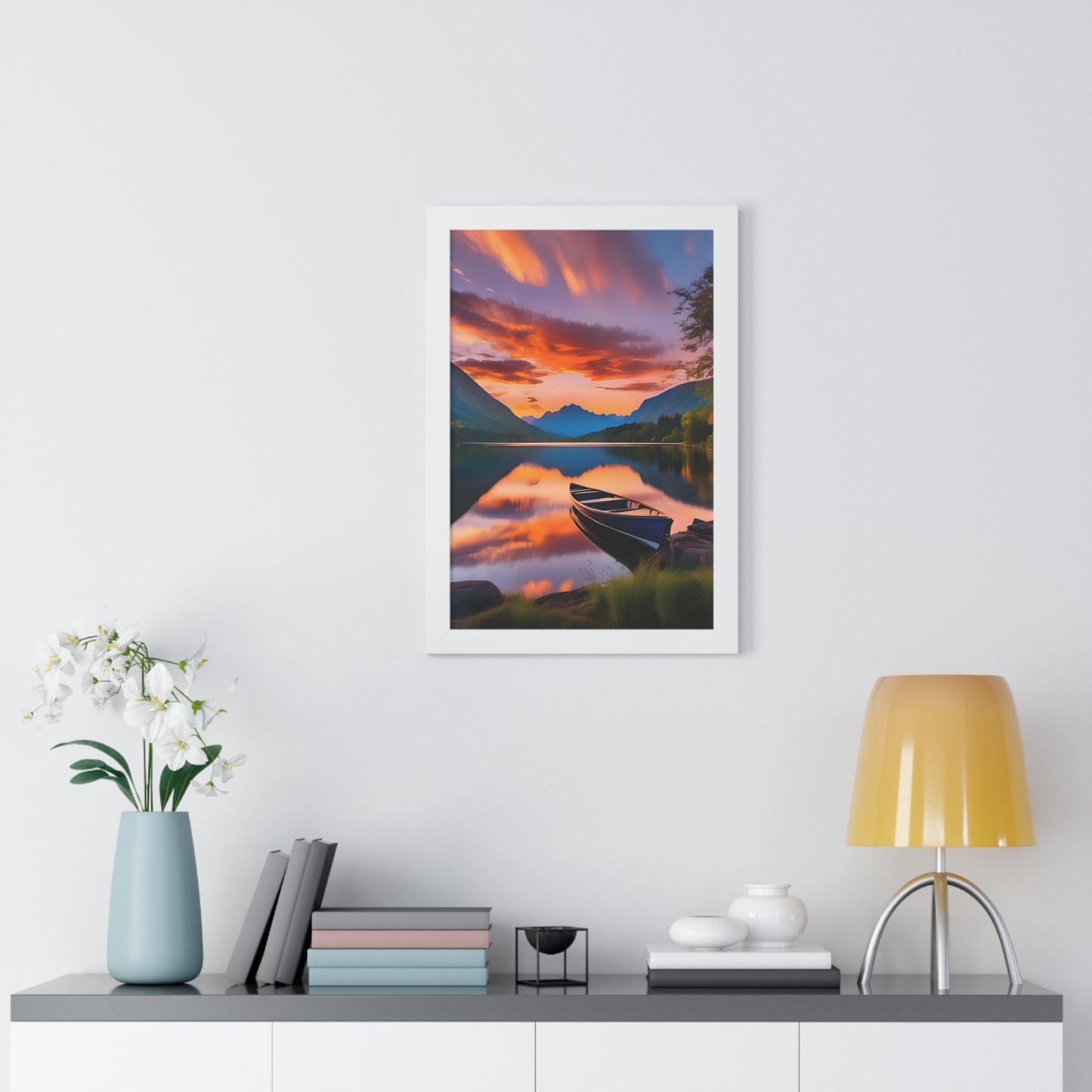 Canoe with a Veiw Framed Vertical Poster