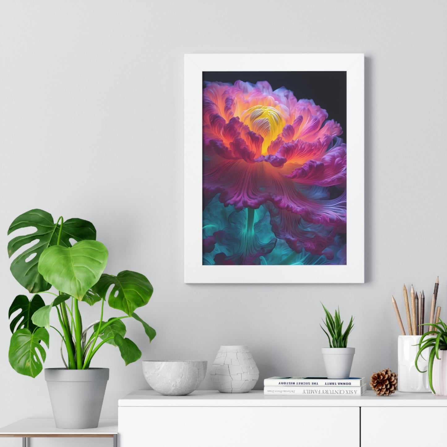 Smokey Peony Framed Vertical Poster