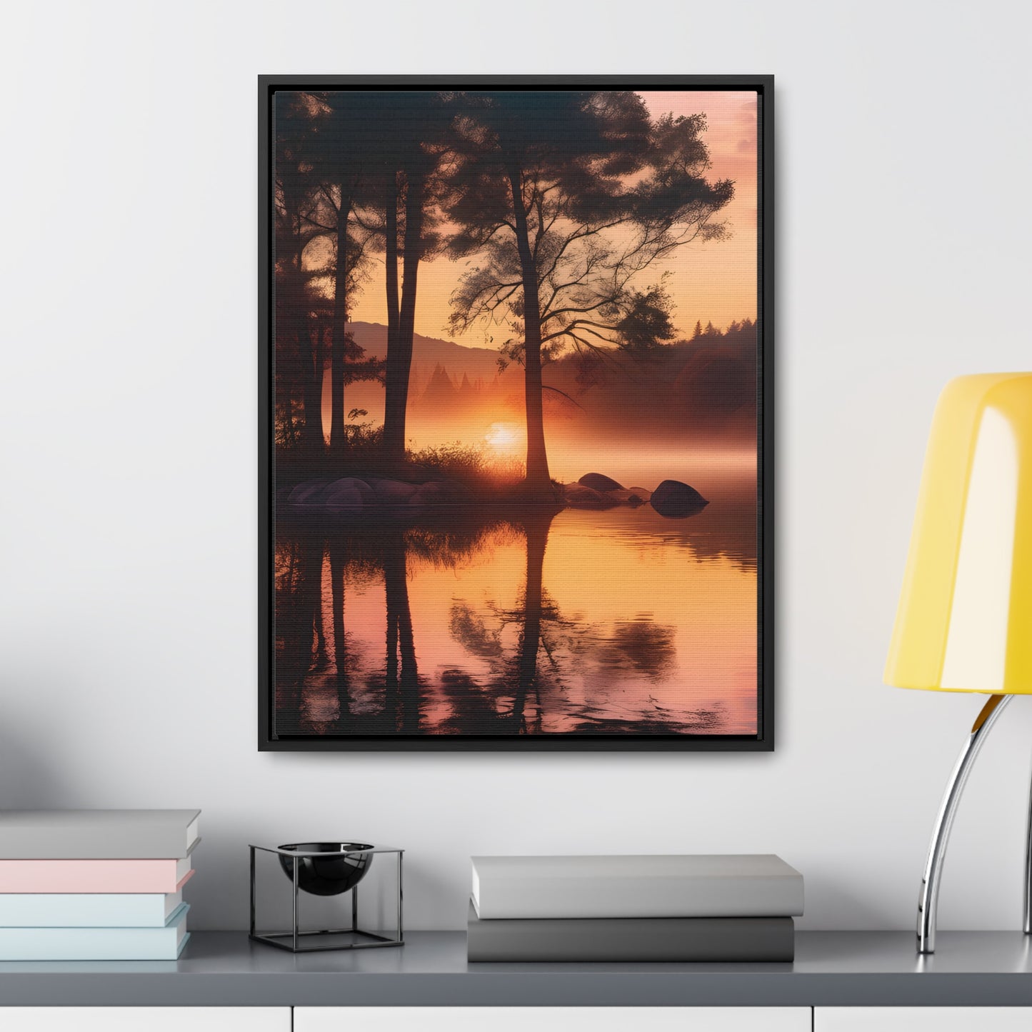 Lake sunset Gallery Canvas Wraps, Vertical Frame