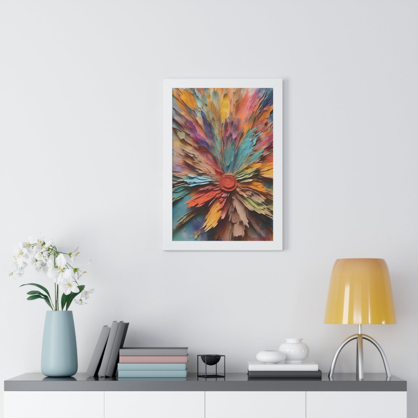 Paper flowers pastel 5 Framed Vertical Poster