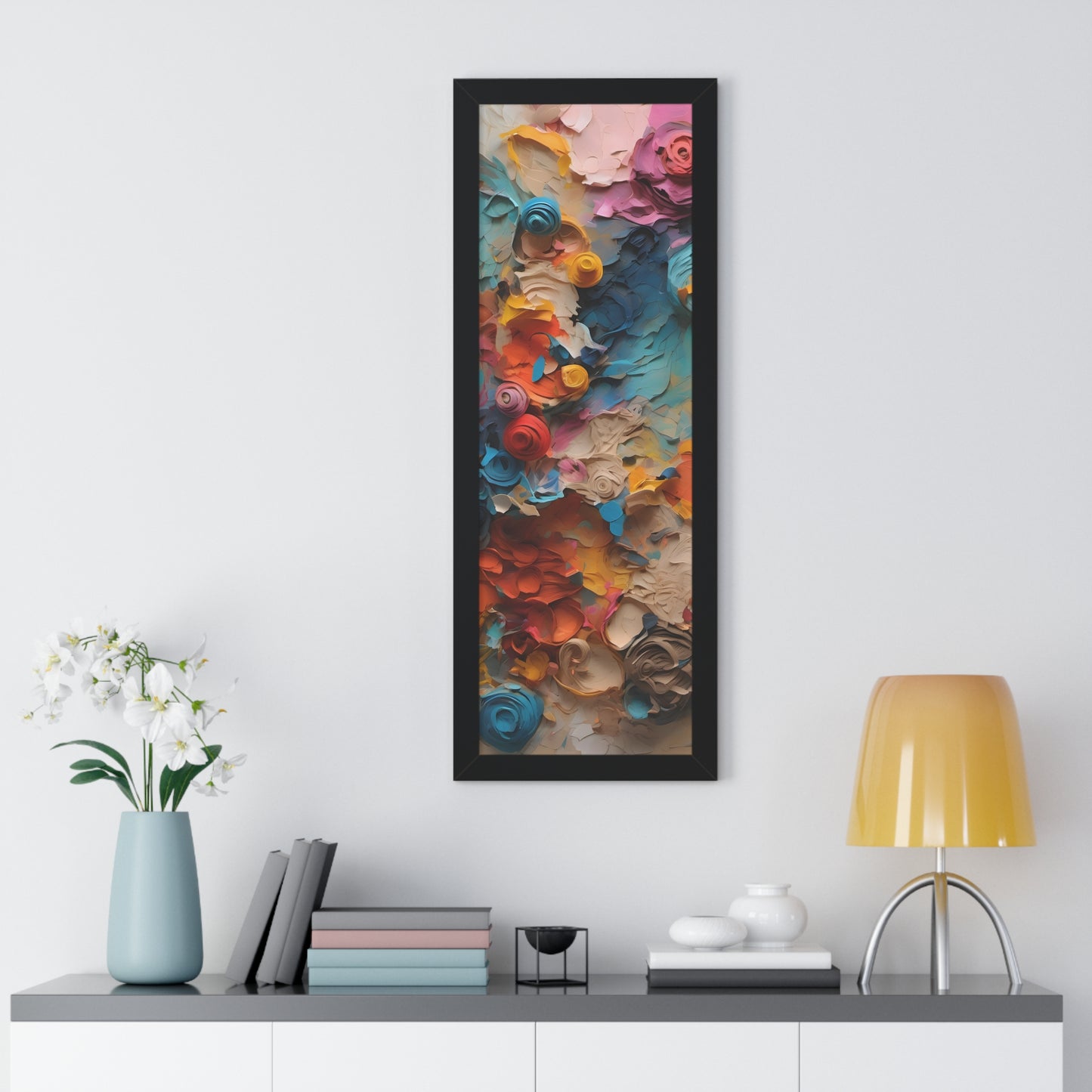 Paper flower pastel 1 Framed Vertical Poster