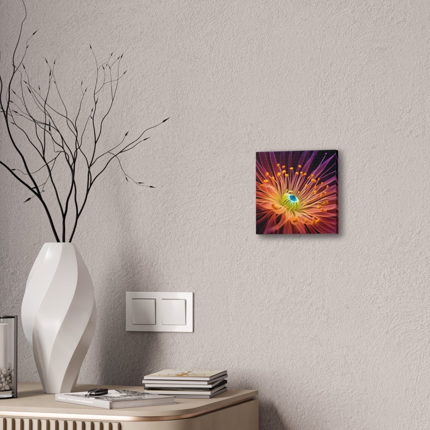 Orange Neon Fiber Optic flower 2.0 Canvas Stretched, 0.75"