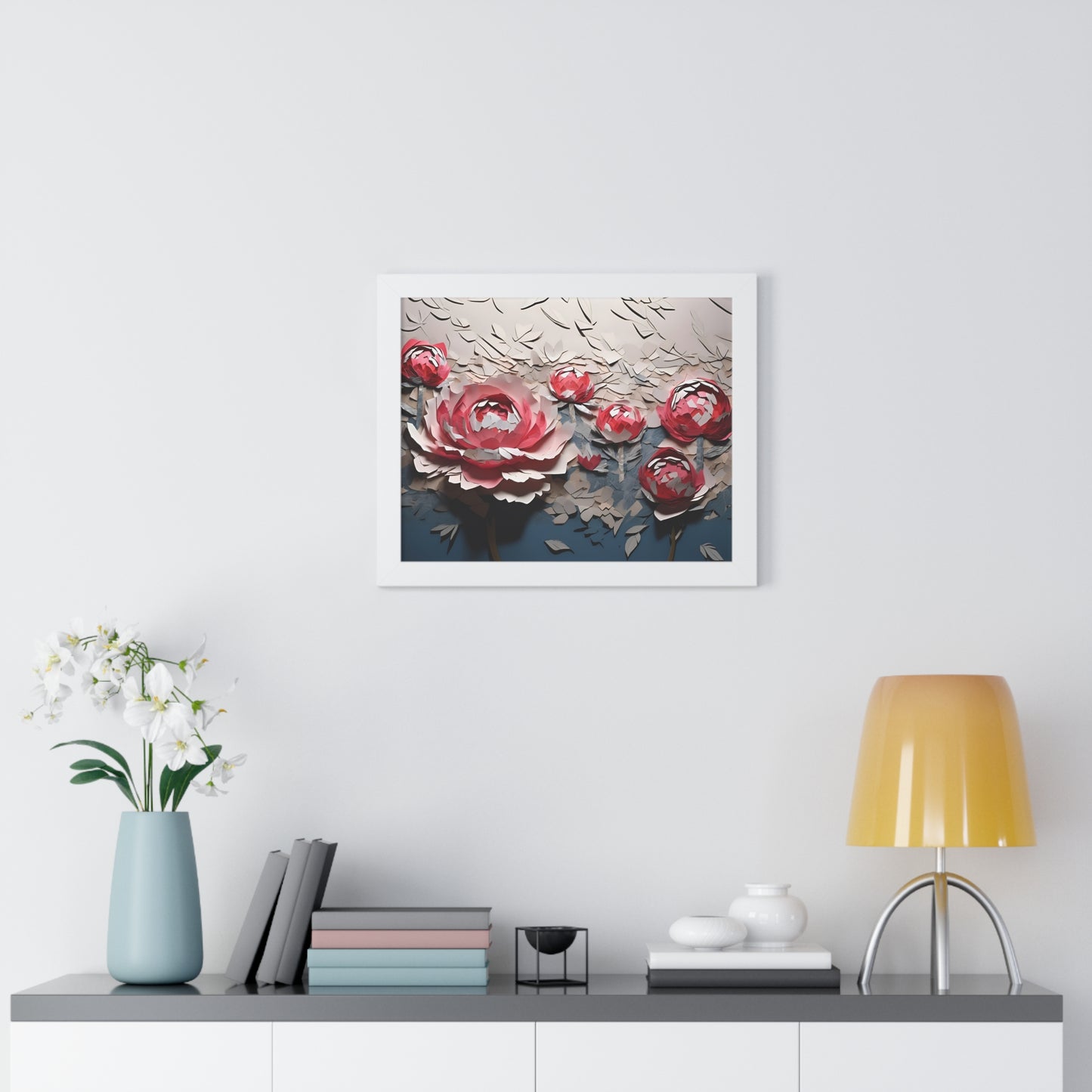 Paper peony framed poster