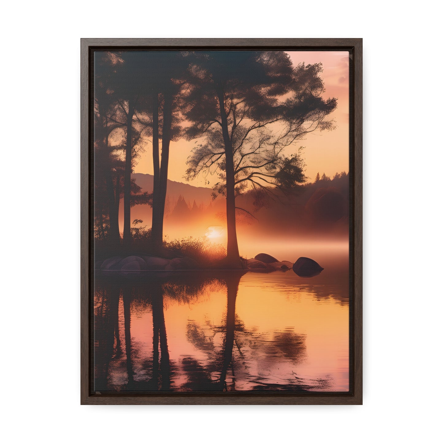 Lake sunset Gallery Canvas Wraps, Vertical Frame