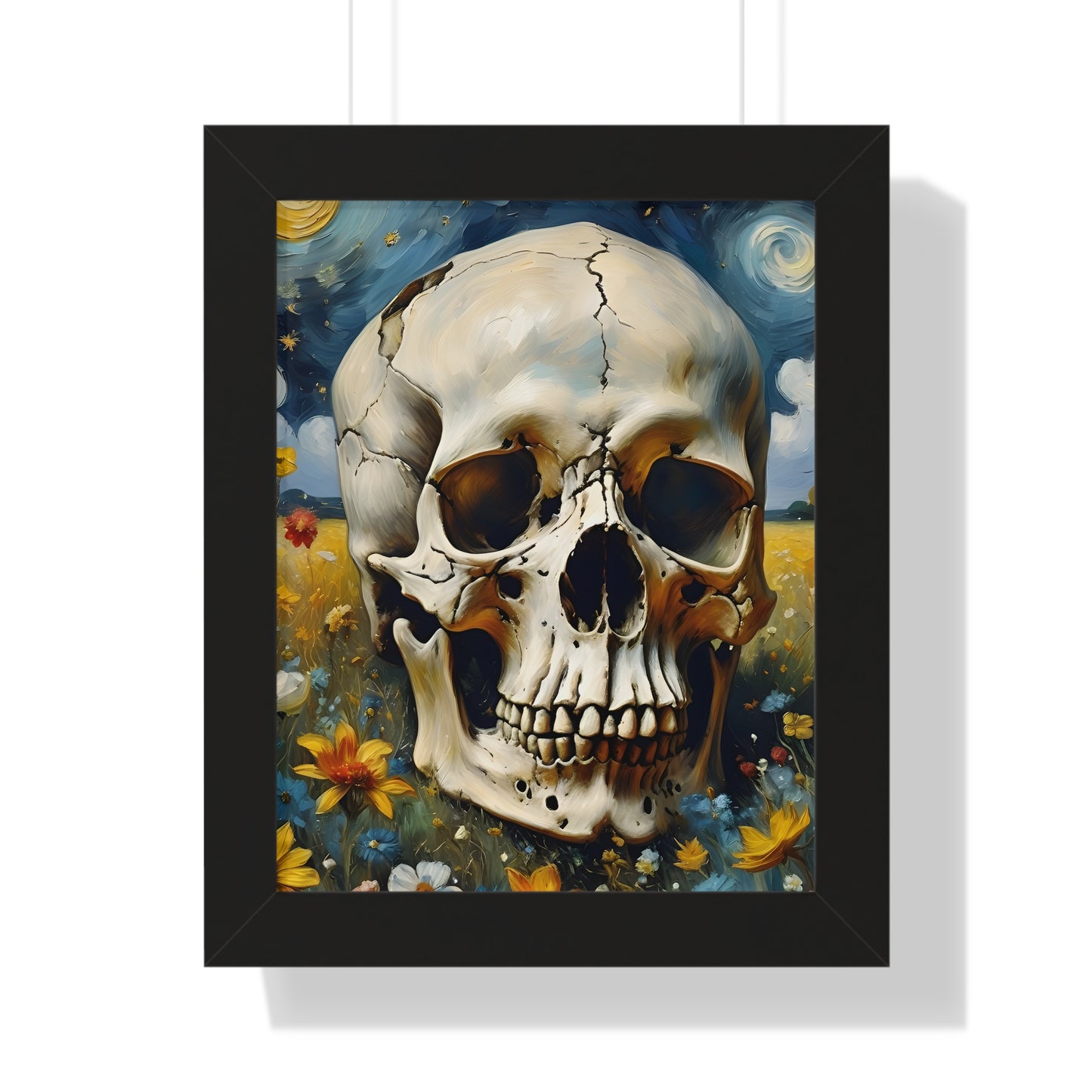 Starry night skull Framed Vertical Poster