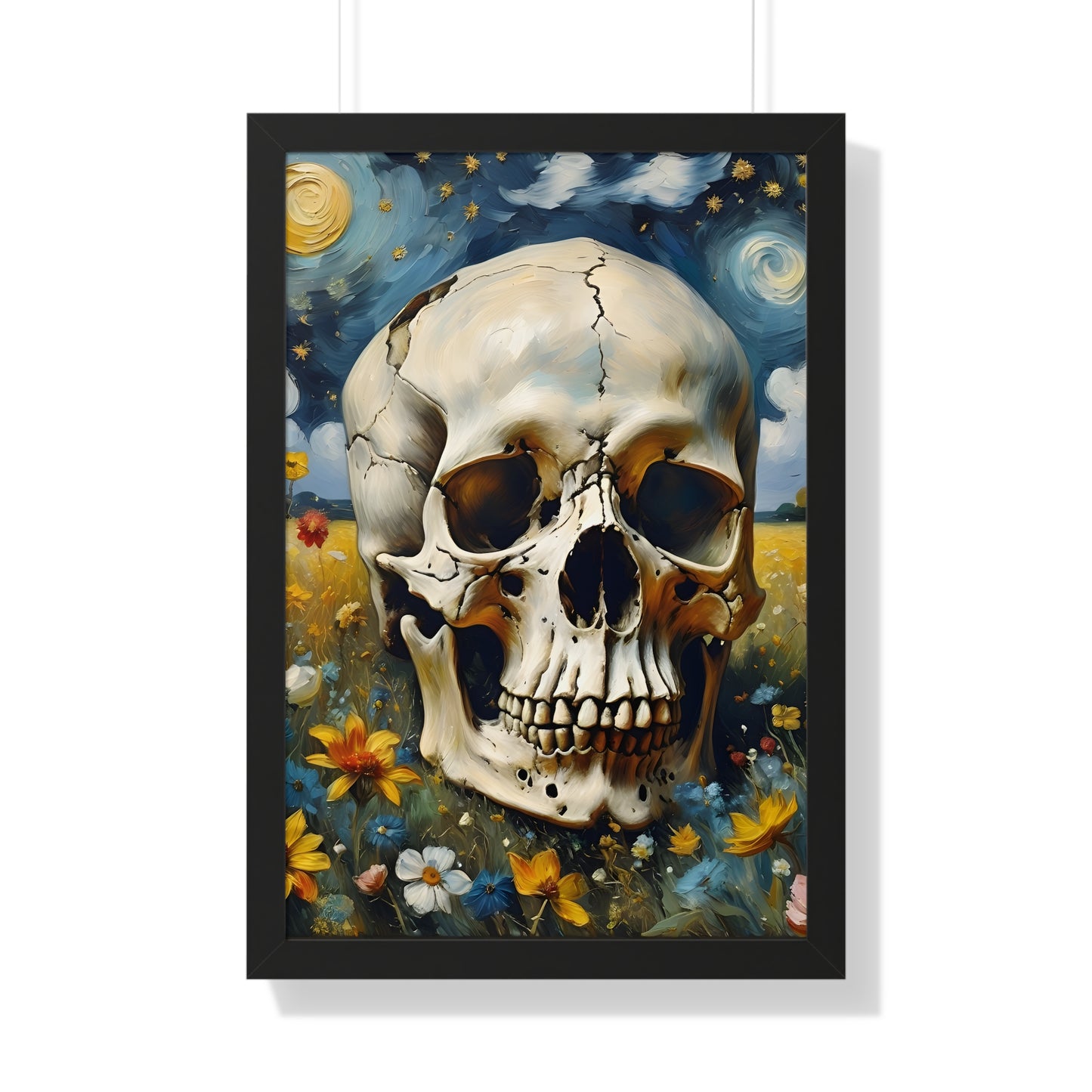 Starry night skull Framed Vertical Poster