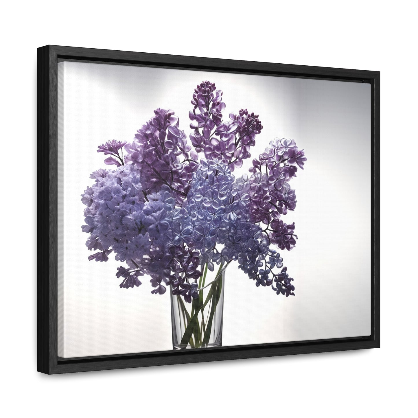 Vase of glass lilacs framed Canvas Gallery Wraps