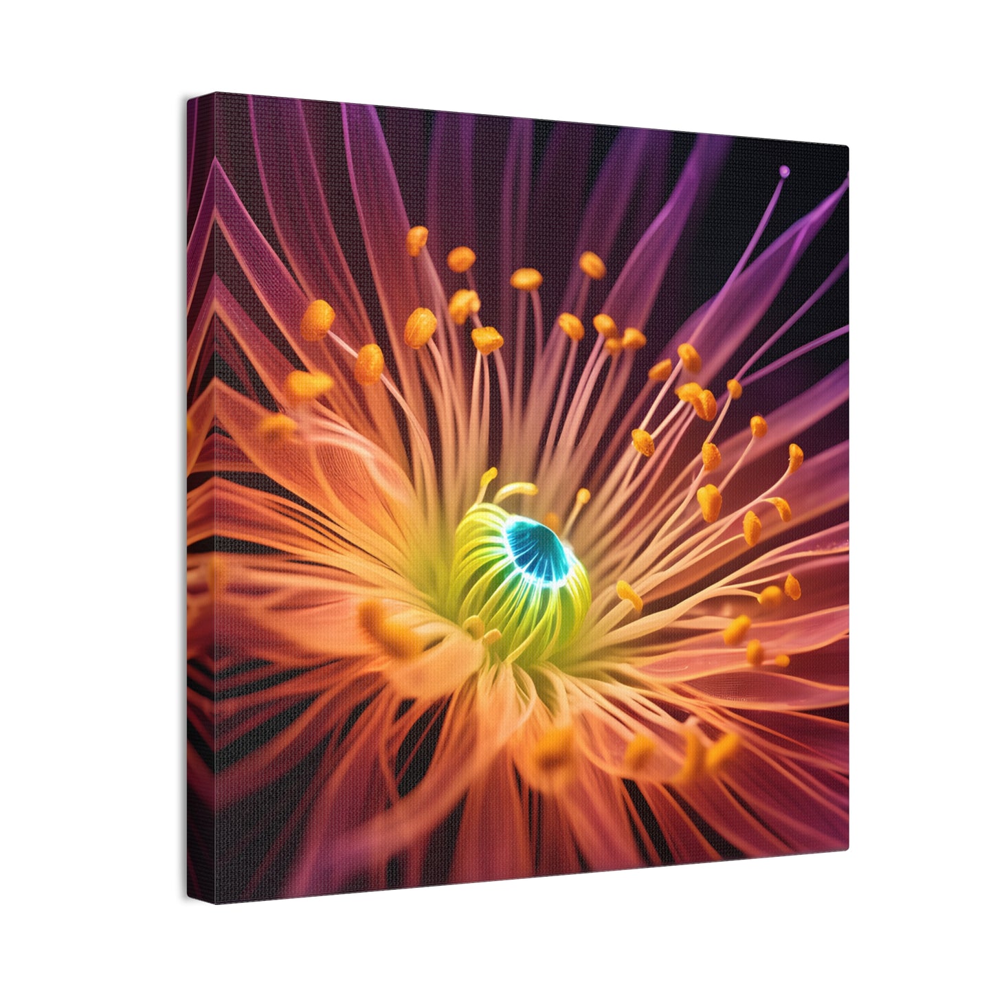 Orange Neon Fiber Optic flower 2.0 Canvas Stretched, 0.75"