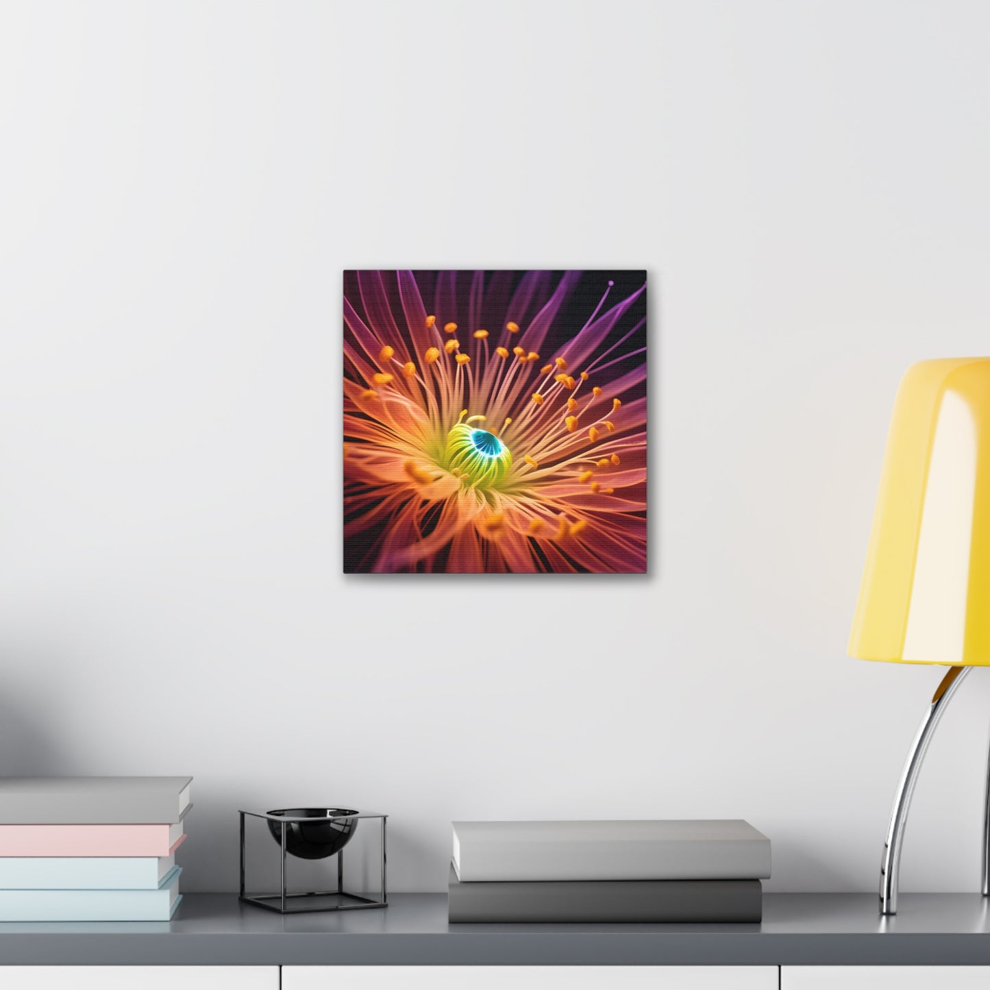 Orange Neon Fiber Optic flower 2.0 Canvas Stretched, 0.75"