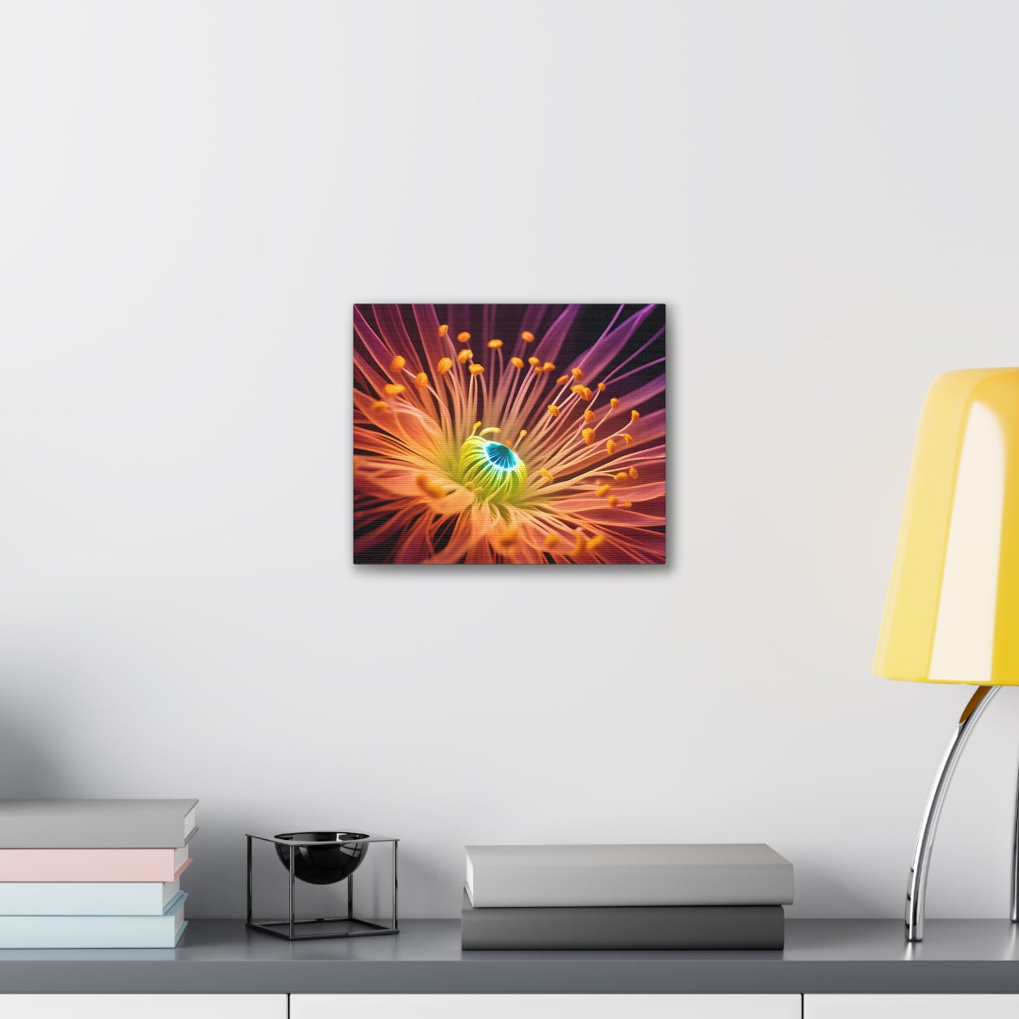 Orange Neon Fiber Optic flower 2.0 Canvas Stretched, 0.75"