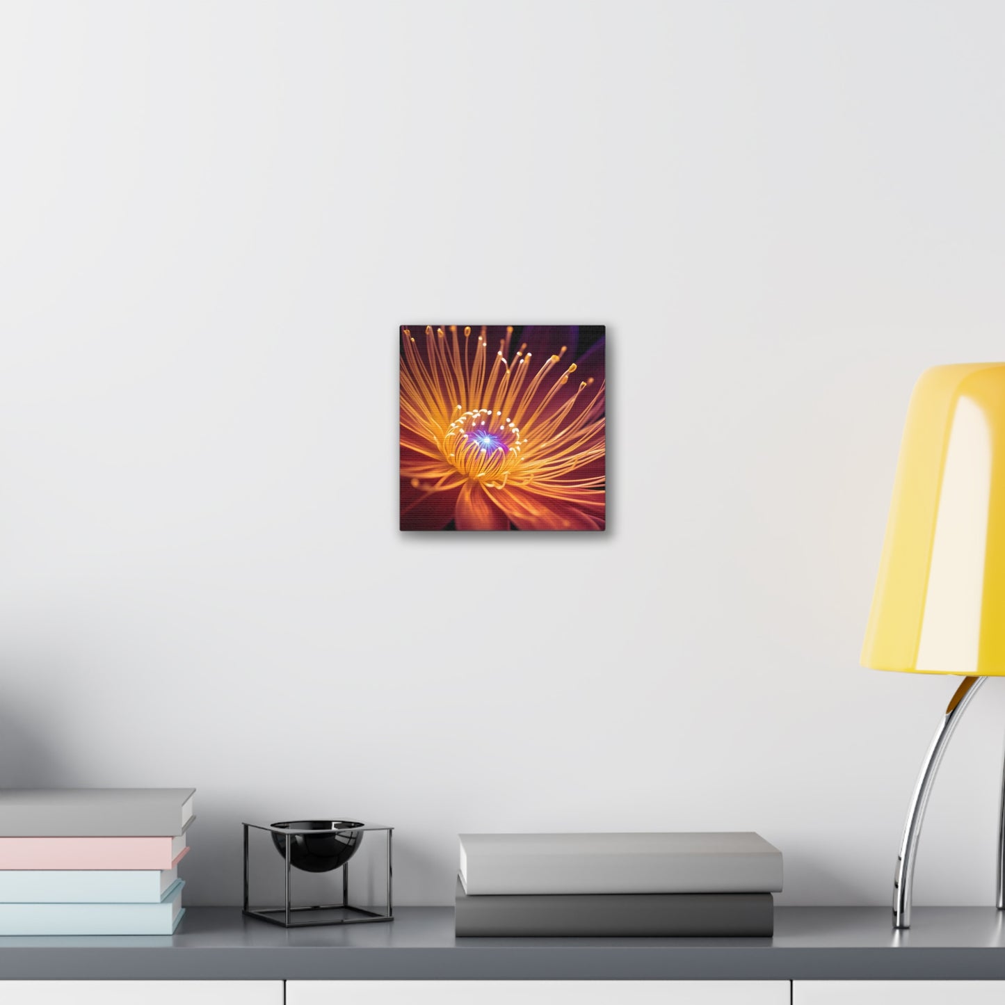 Orange Neon Fiber Optic flower Canvas Stretched, 0.75"