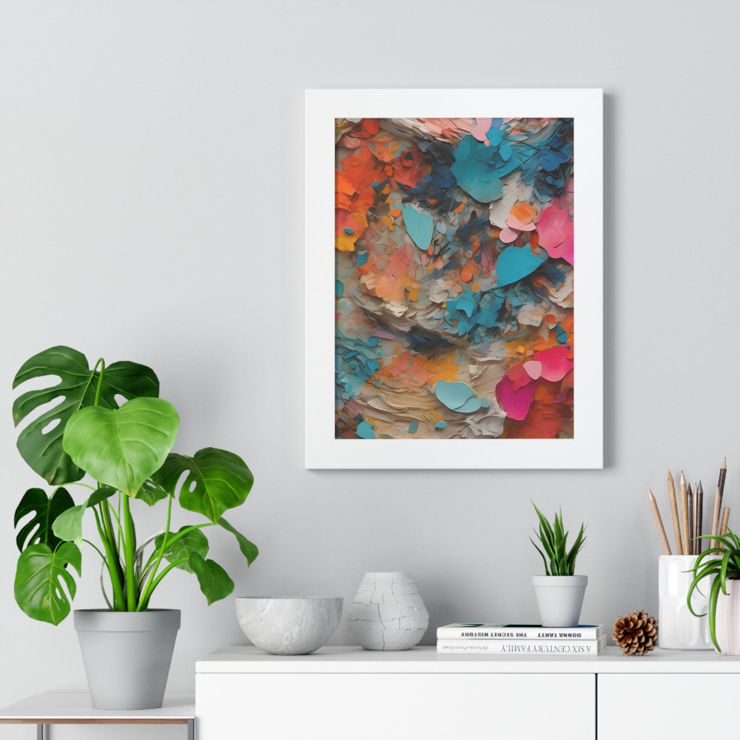 Paper Pastel Flowers 2 Framed Vertical Poster