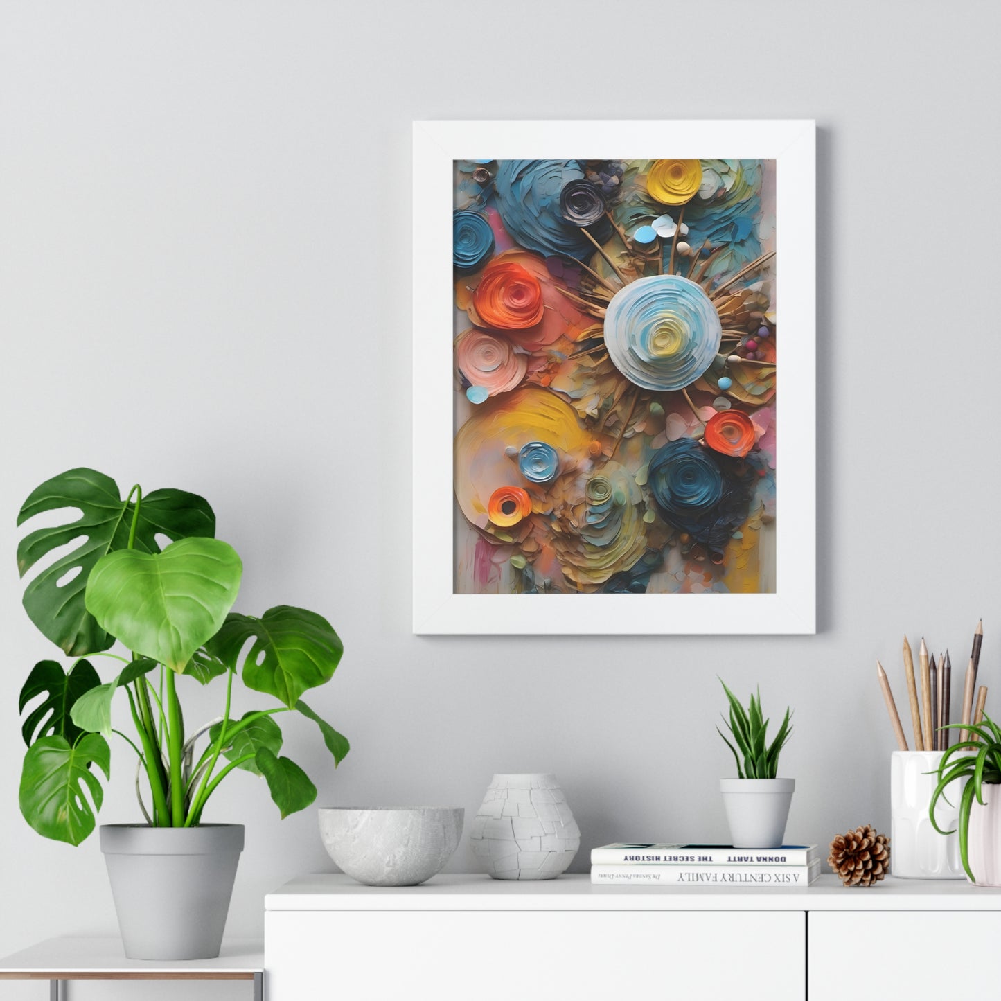Paper flowers 4 Framed Vertical Poster