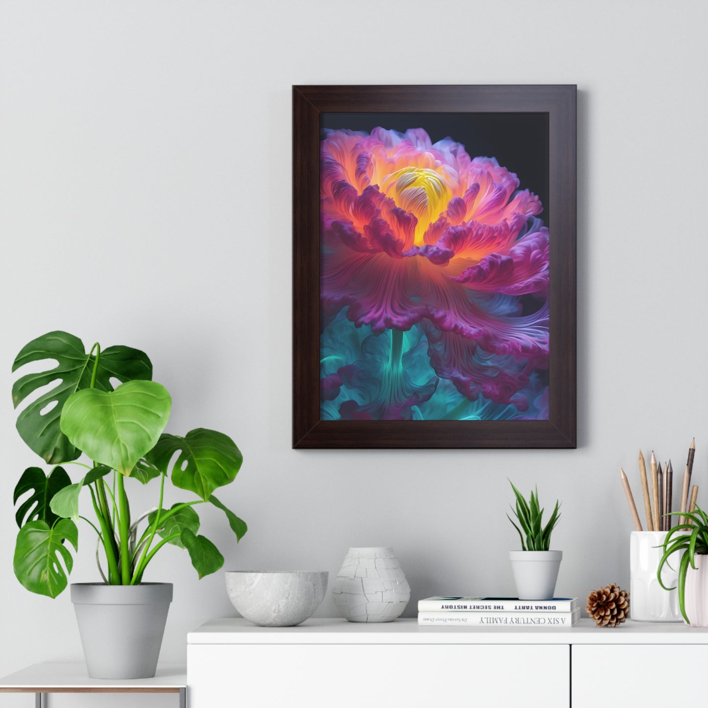 Smokey Peony Framed Vertical Poster