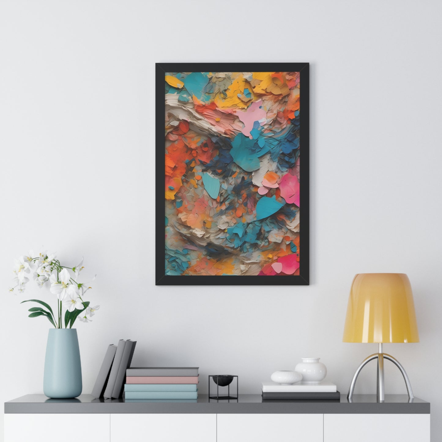 Paper Pastel Flowers 2 Framed Vertical Poster