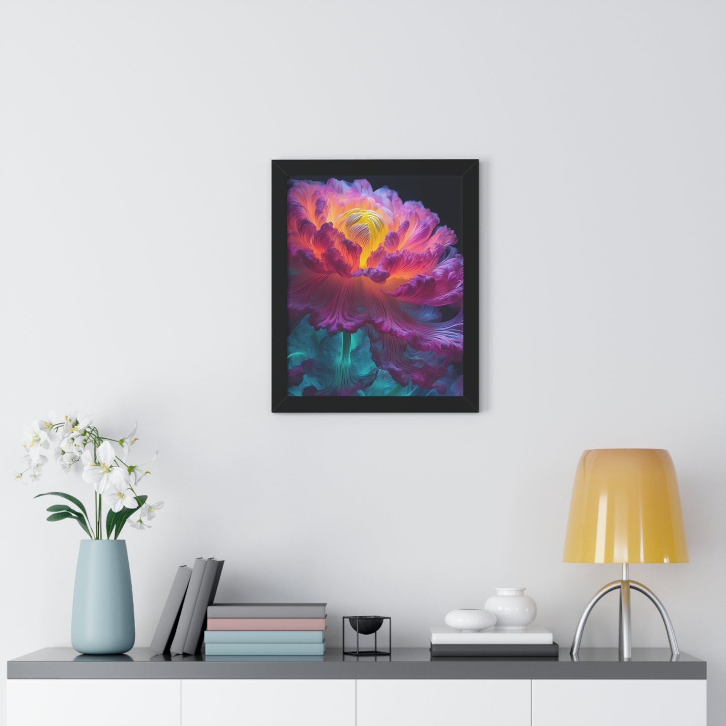 Smokey Peony Framed Vertical Poster