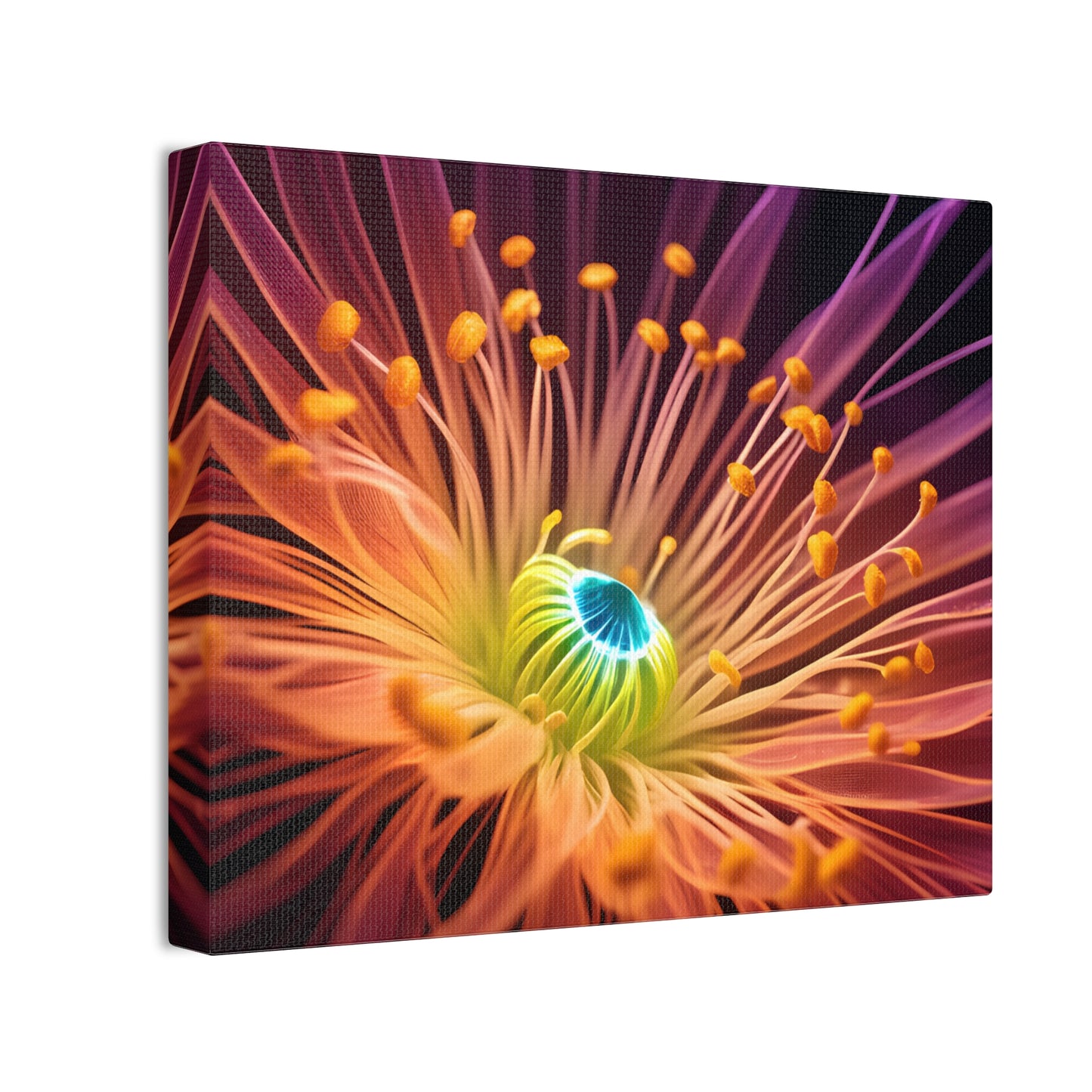 Orange Neon Fiber Optic flower 2.0 Canvas Stretched, 0.75"