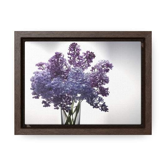 Vase of glass lilacs framed Canvas Gallery Wraps