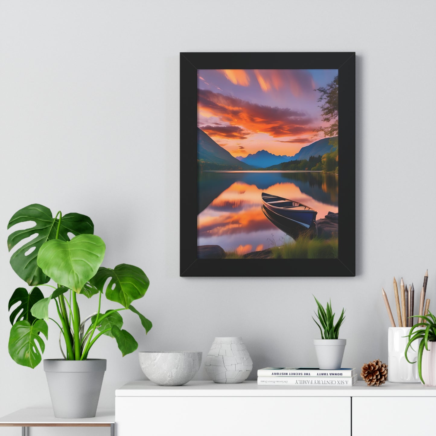 Canoe with a Veiw Framed Vertical Poster