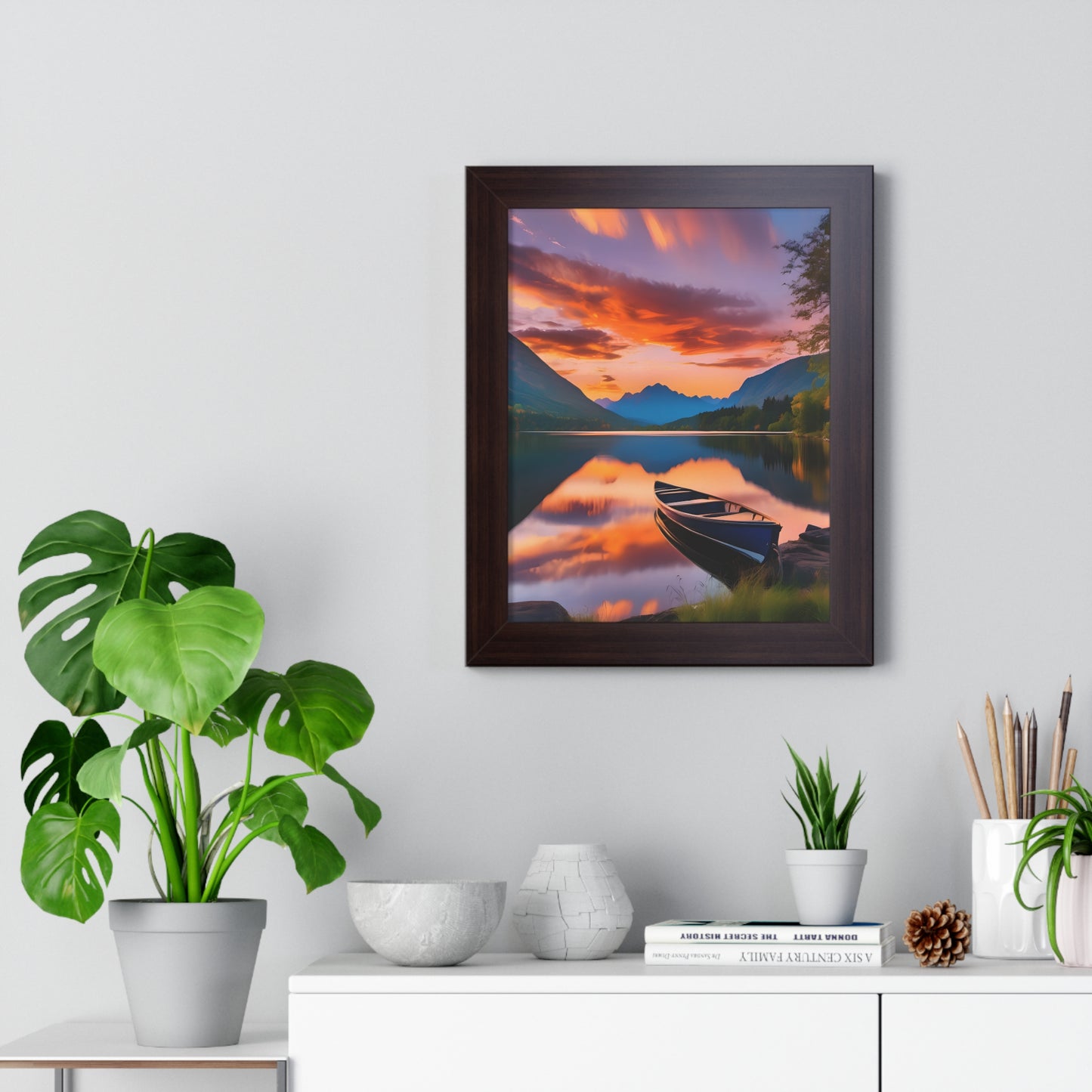 Canoe with a Veiw Framed Vertical Poster