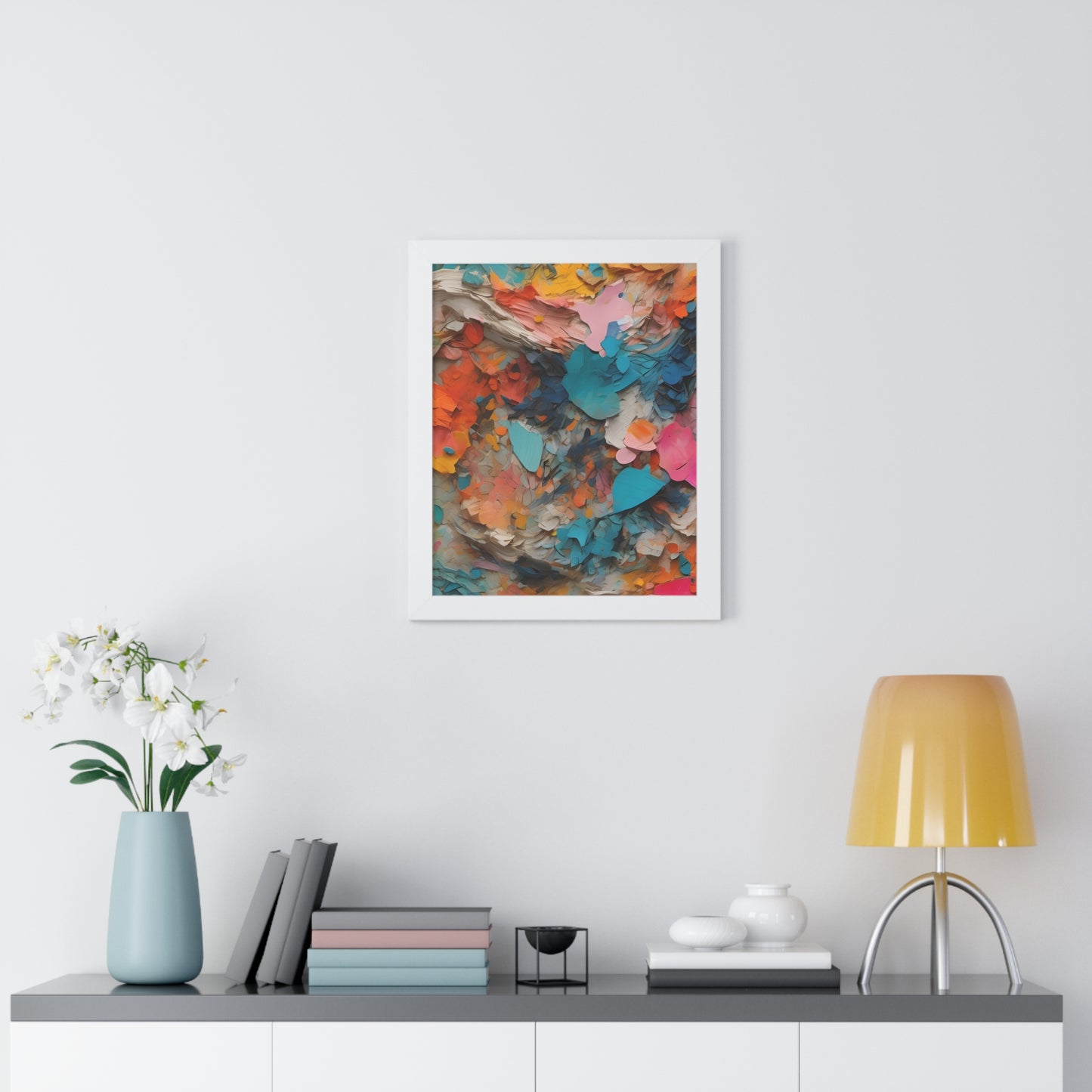 Paper Pastel Flowers 2 Framed Vertical Poster