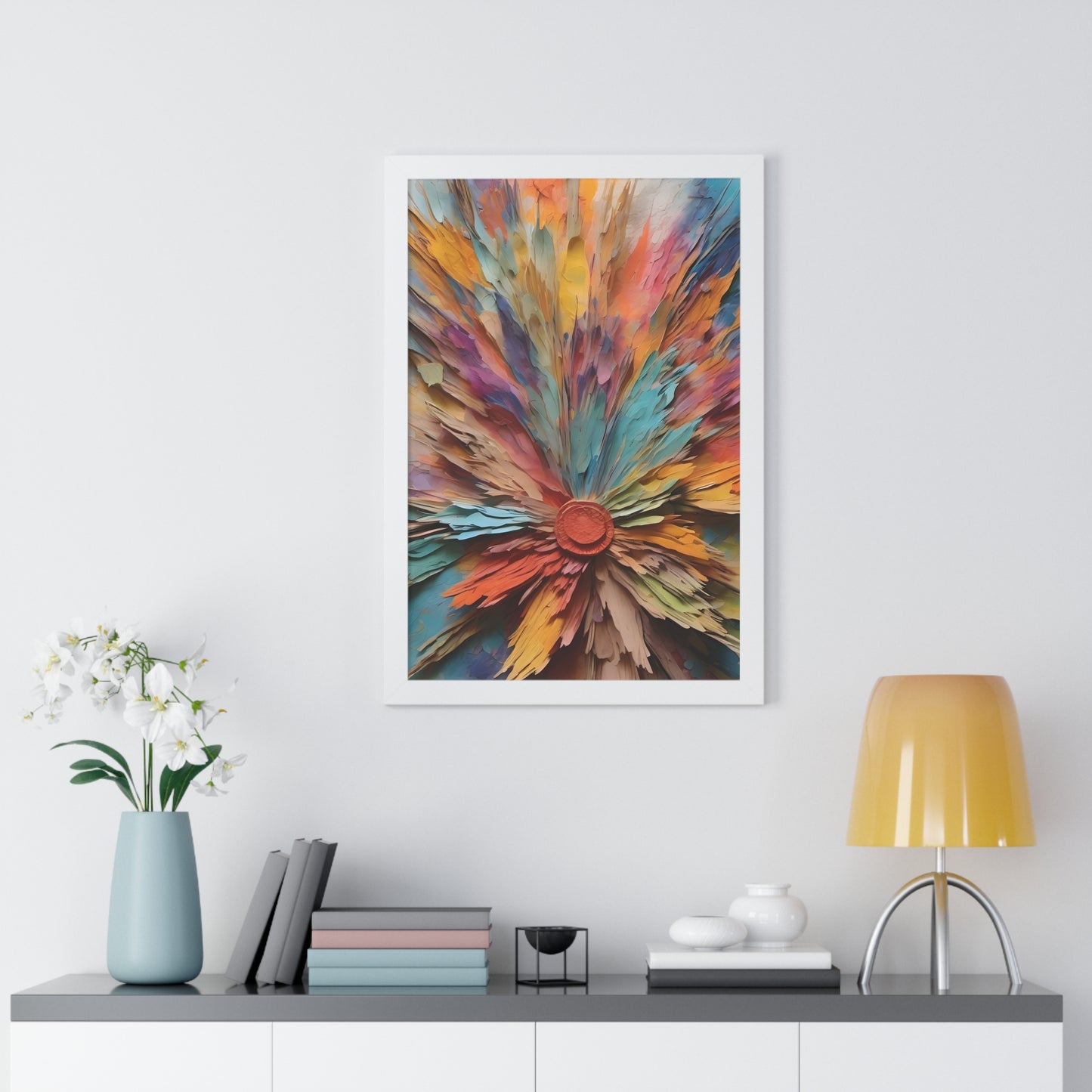 Paper flowers pastel 5 Framed Vertical Poster