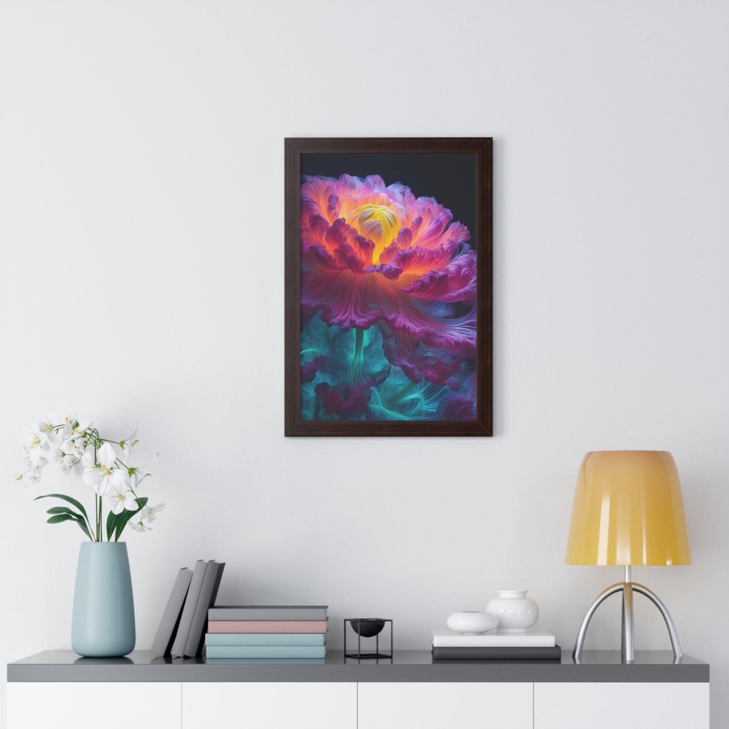 Smokey Peony Framed Vertical Poster