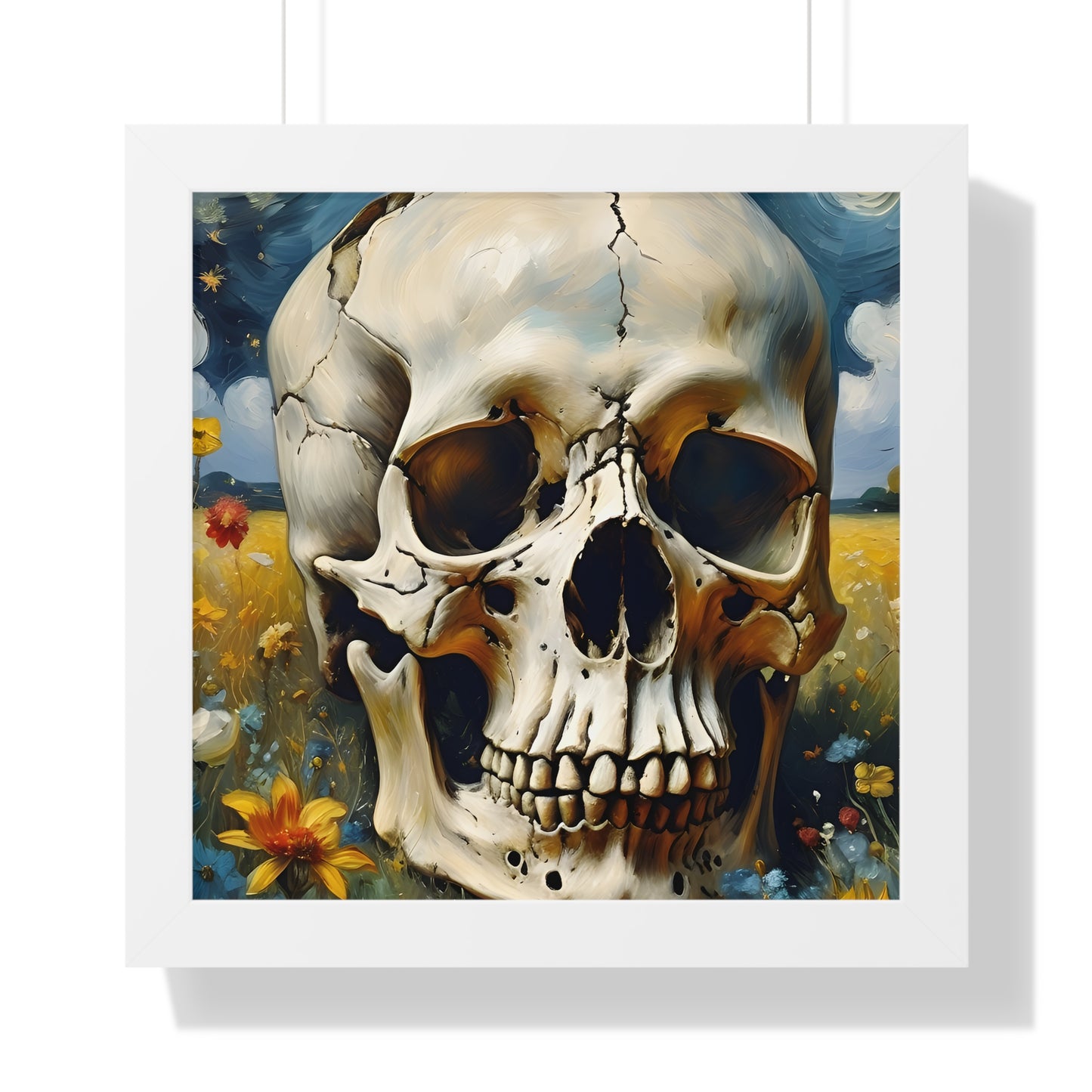 Starry night skull Framed Vertical Poster