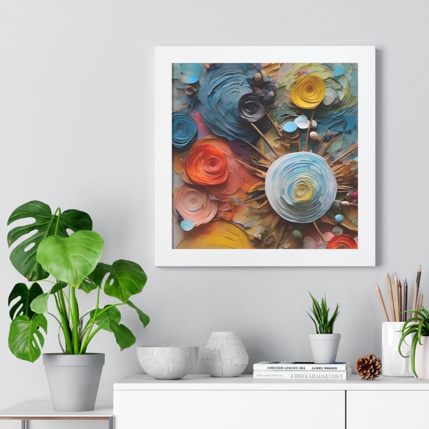 Paper flowers 4 Framed Vertical Poster