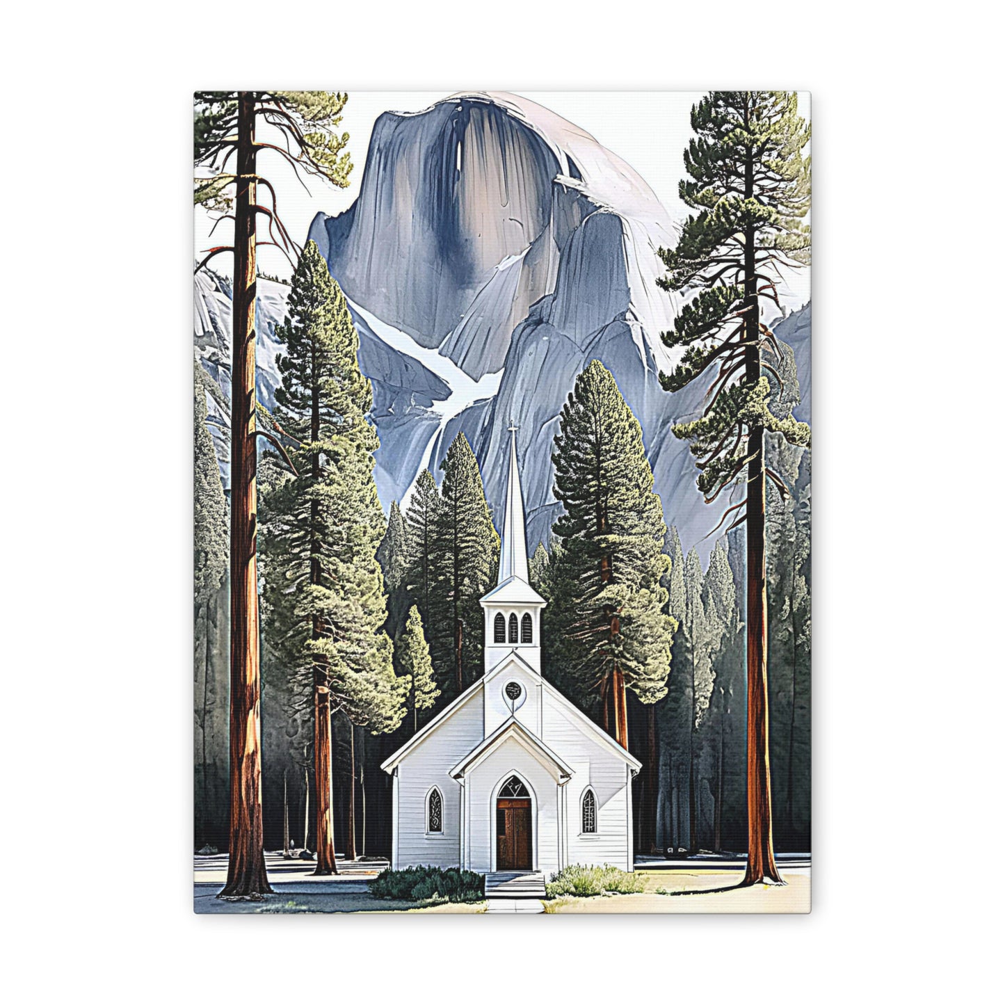 Yosemite Chapel Canvas Stretched, 0.75"