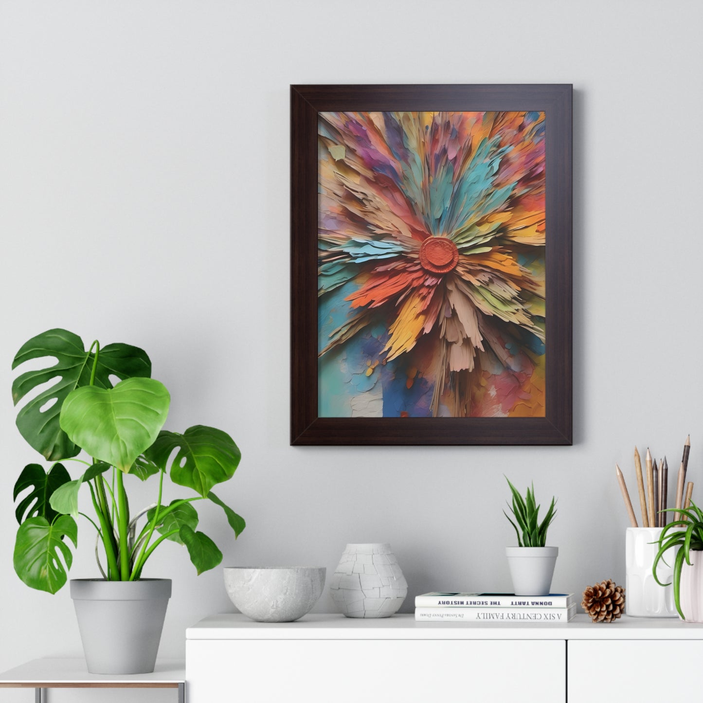 Paper flowers pastel 5 Framed Vertical Poster