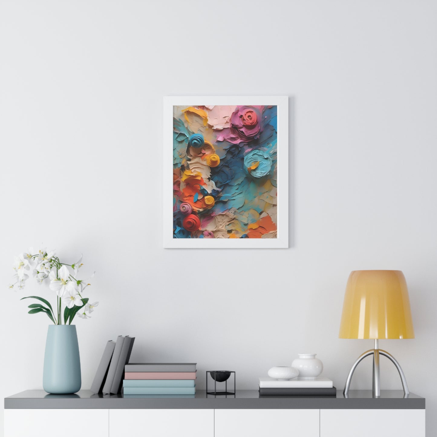 Paper flower pastel 1 Framed Vertical Poster