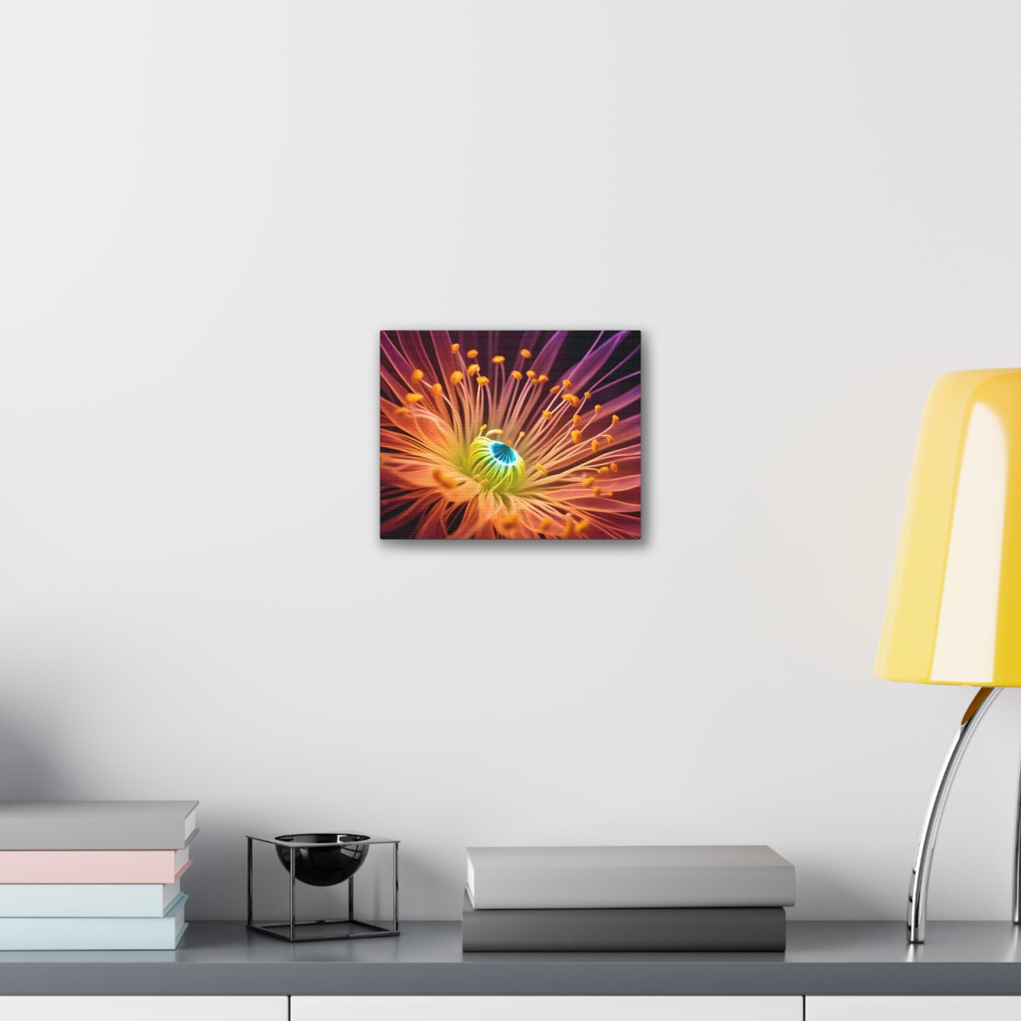 Orange Neon Fiber Optic flower 2.0 Canvas Stretched, 0.75"