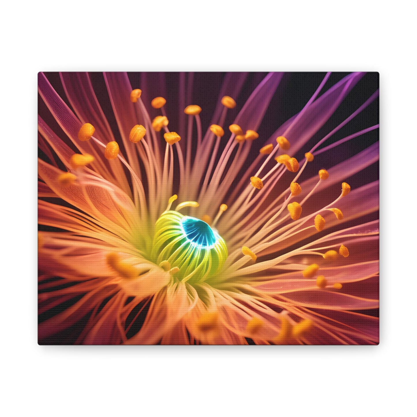 Orange Neon Fiber Optic flower 2.0 Canvas Stretched, 0.75"