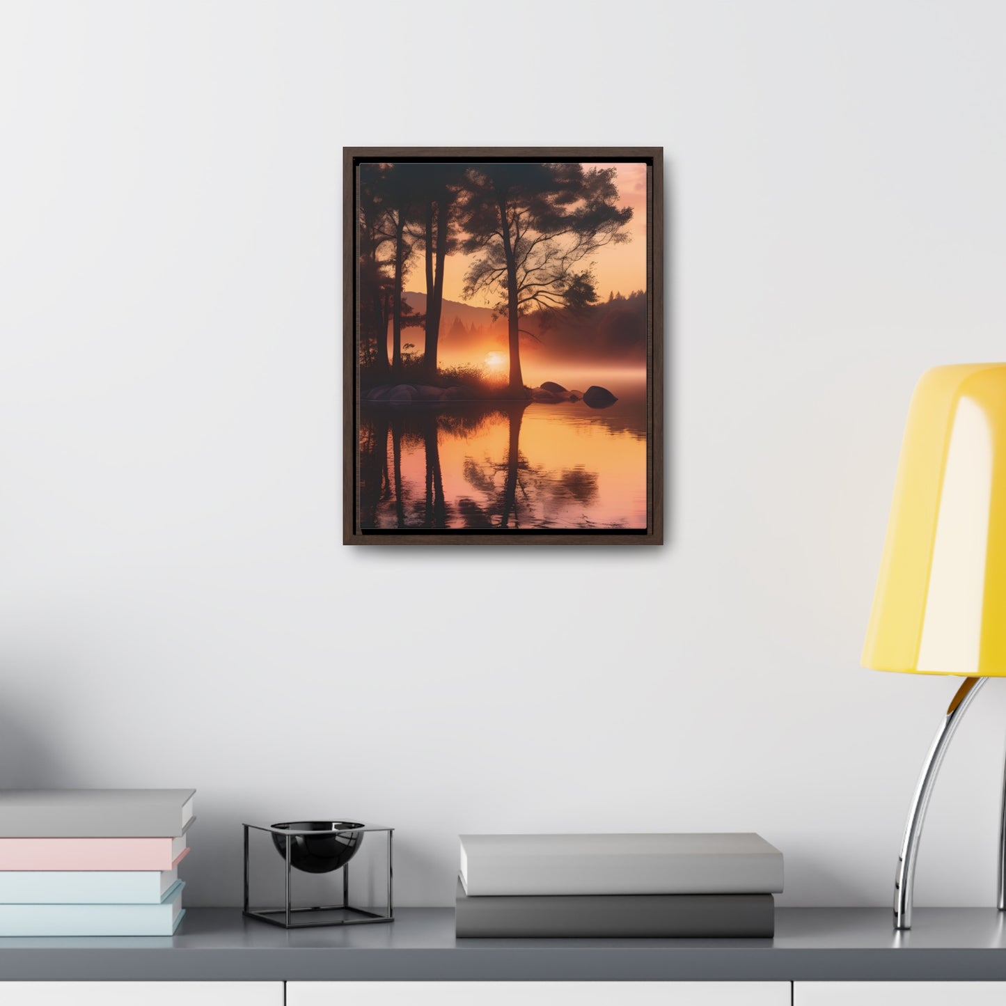 Lake sunset Gallery Canvas Wraps, Vertical Frame