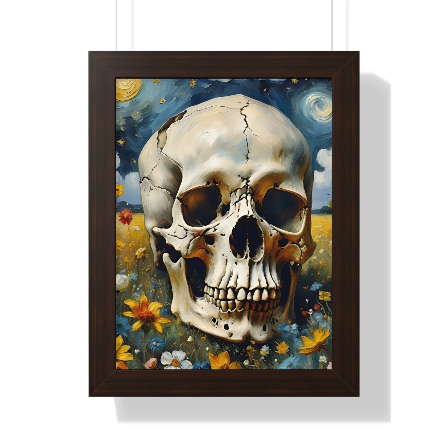 Starry night skull Framed Vertical Poster