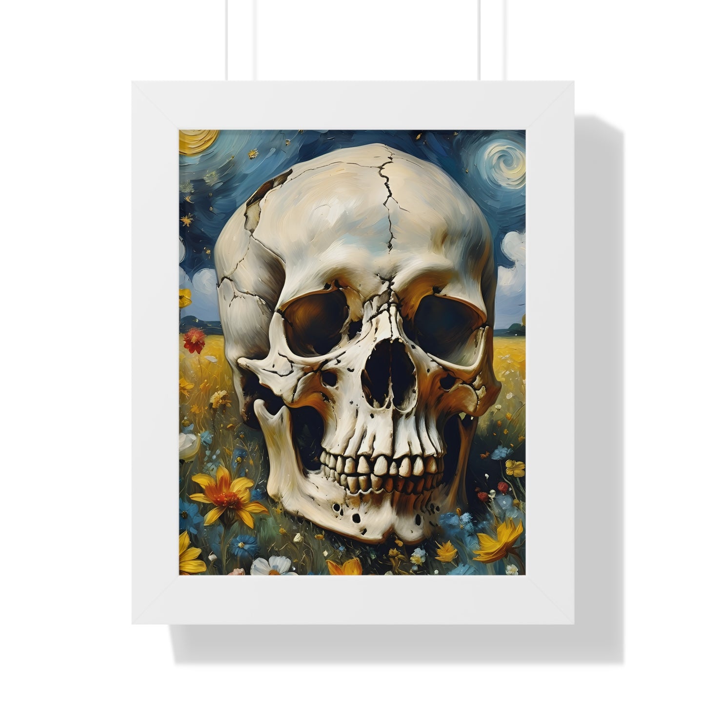 Starry night skull Framed Vertical Poster