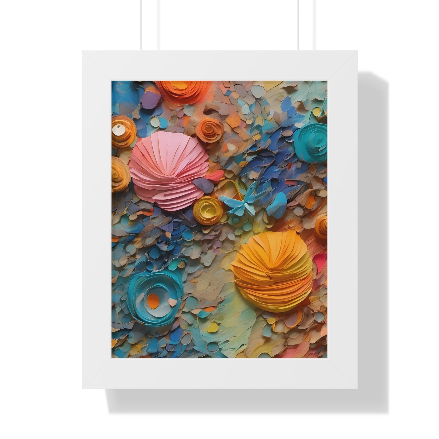 Paper pastel flowers 3 Framed Vertical Poster