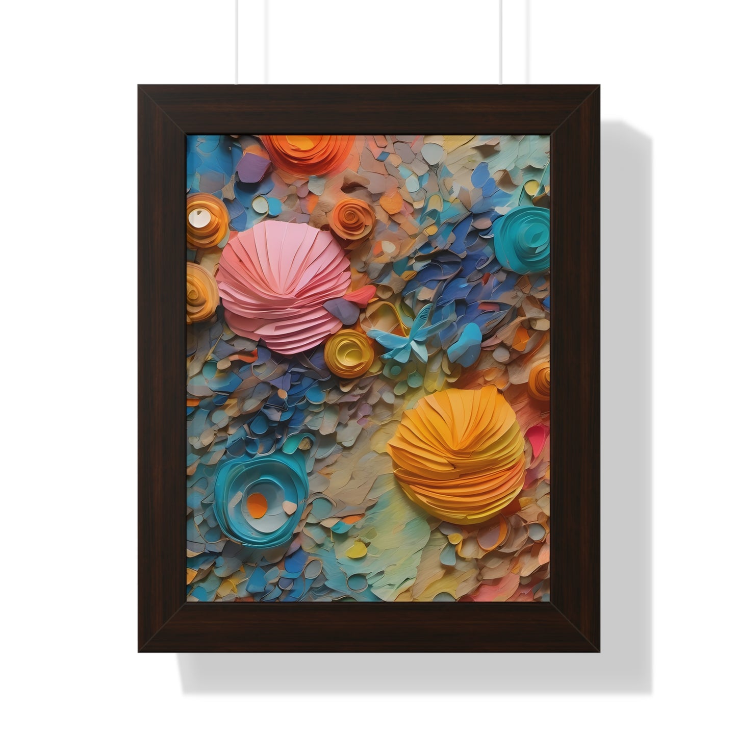 Paper pastel flowers 3 Framed Vertical Poster