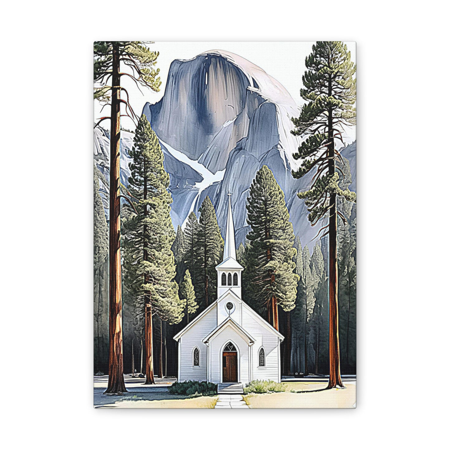 Yosemite Chapel Canvas Stretched, 0.75"