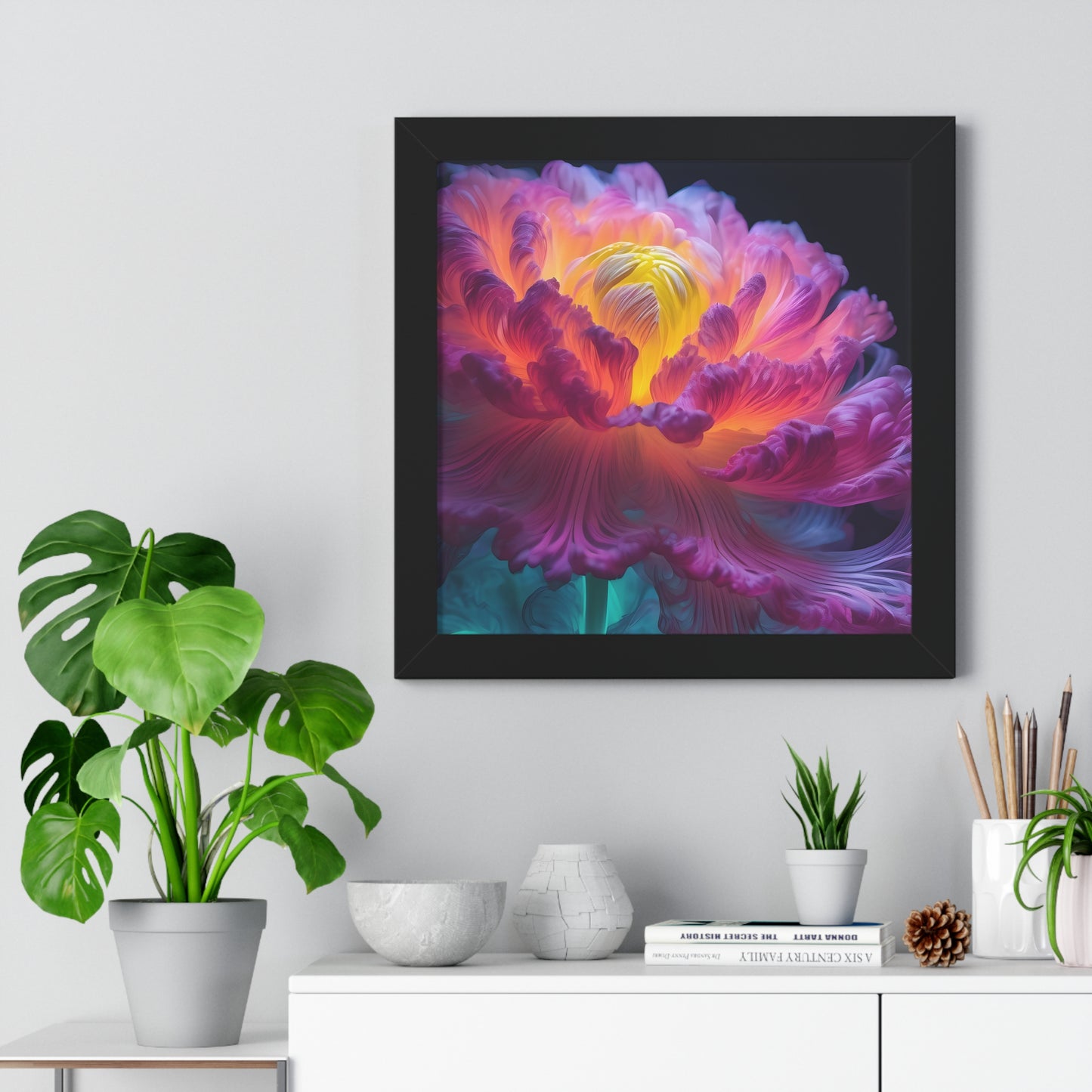 Smokey Peony Framed Vertical Poster