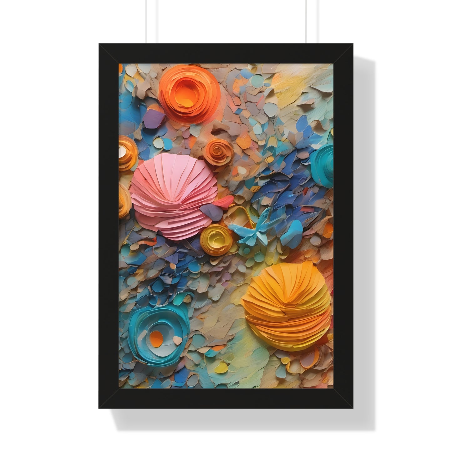 Paper pastel flowers 3 Framed Vertical Poster